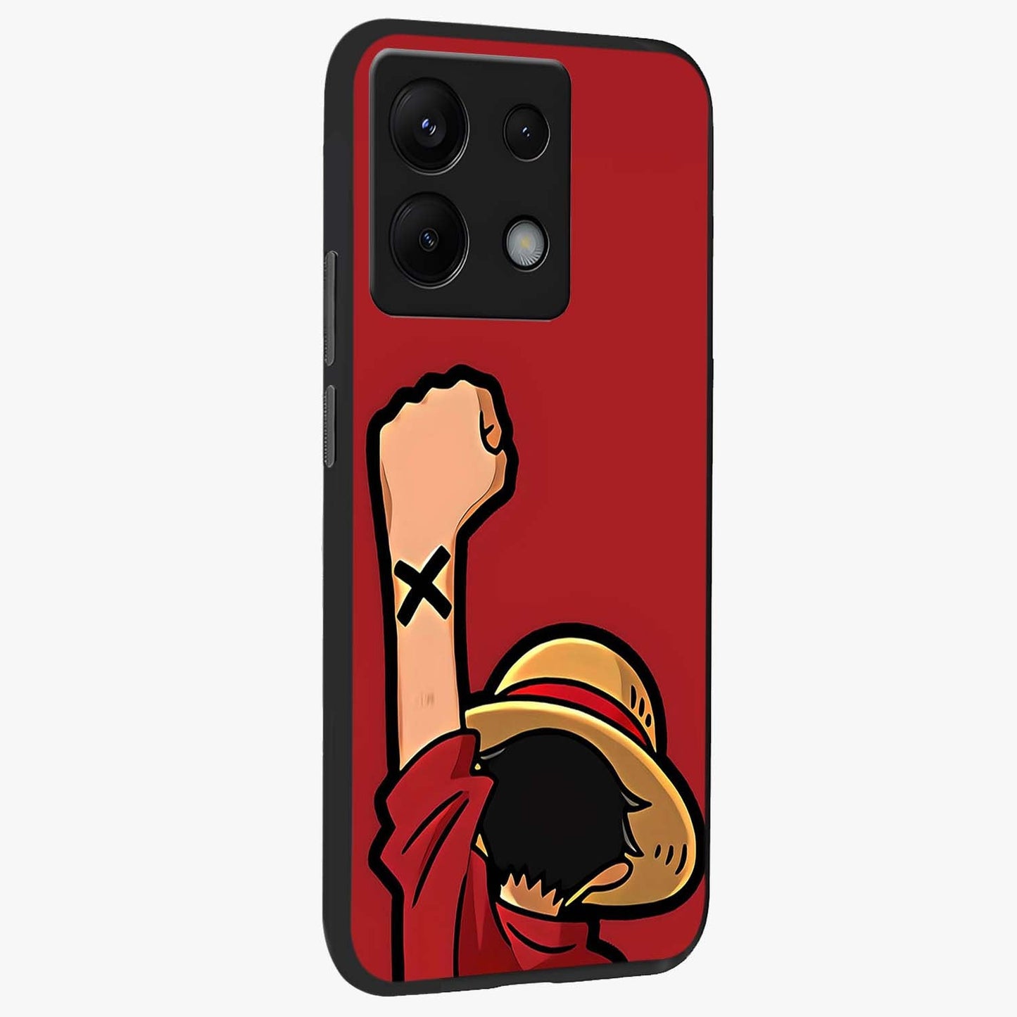 Luffy X Spirit Glass Case upright view showcasing striking anime artwork with adventurous character theme.