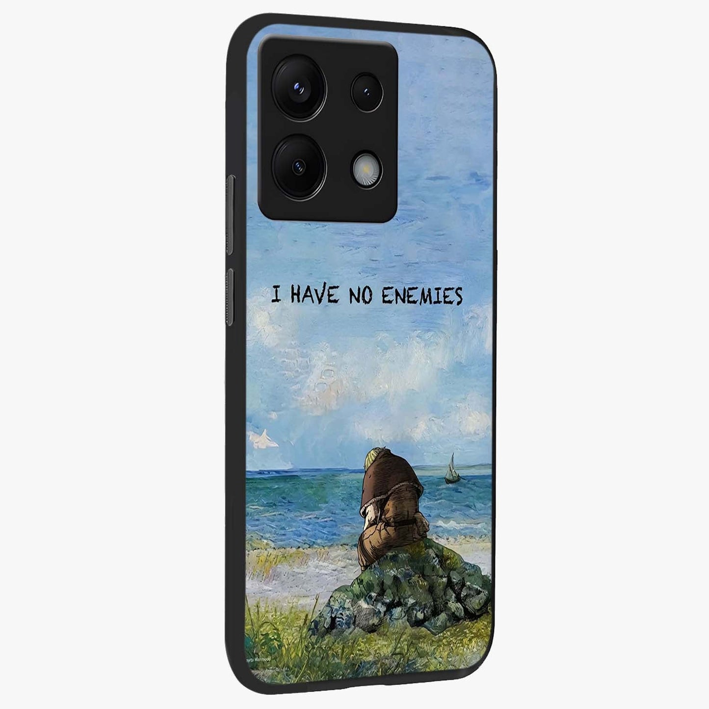 Peace Beyond War Glass Case upright view showcasing powerful peace symbol artwork with inspirational theme.