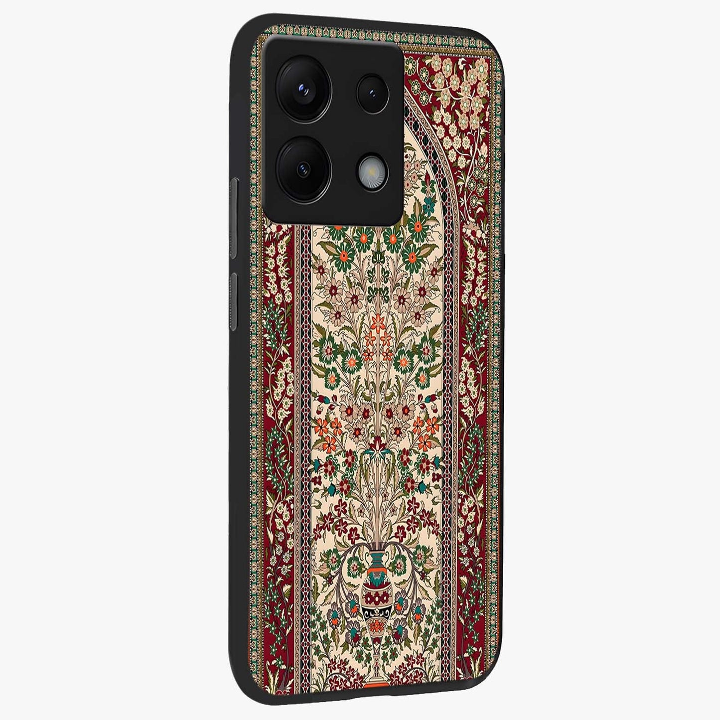 Persian Inspired Glass Case upright view showcasing decorative Persian artwork with rich heritage theme.