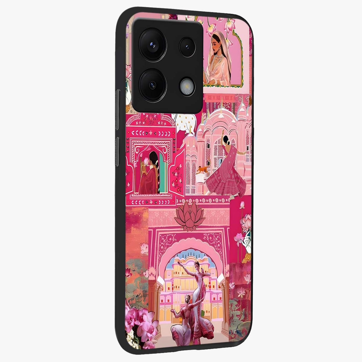 Pink Palace Muse Glass Case upright view showcasing artistic palace artwork with graceful royal theme.