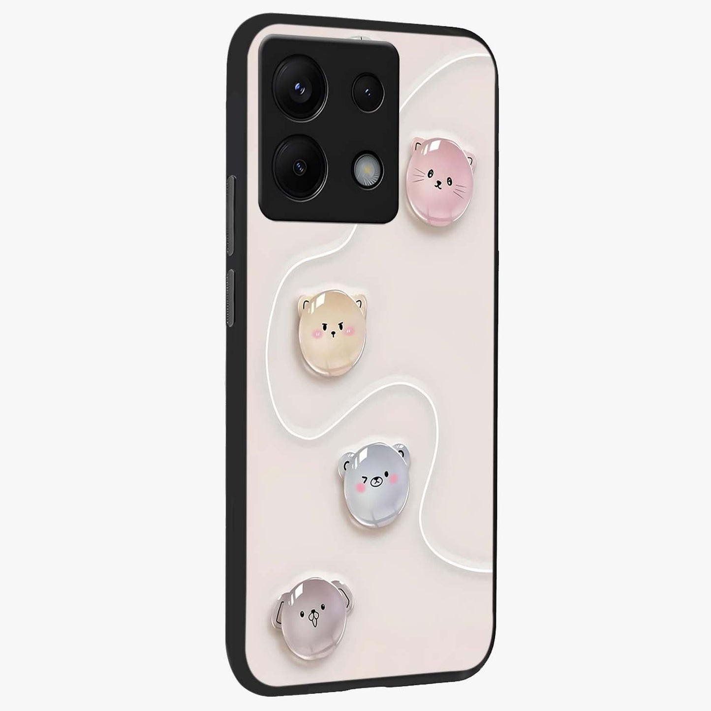 Puffy Face Parade Glass Case upright view showcasing adorable character artwork with cheerful animated theme.