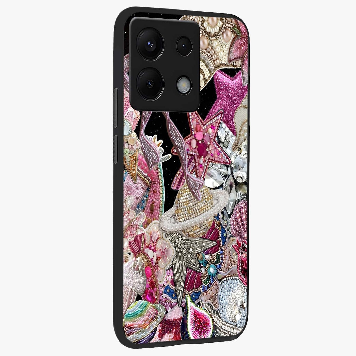 Starlit Jewel Dream Glass Case upright view showcasing radiant star inspired artwork with magical night theme.