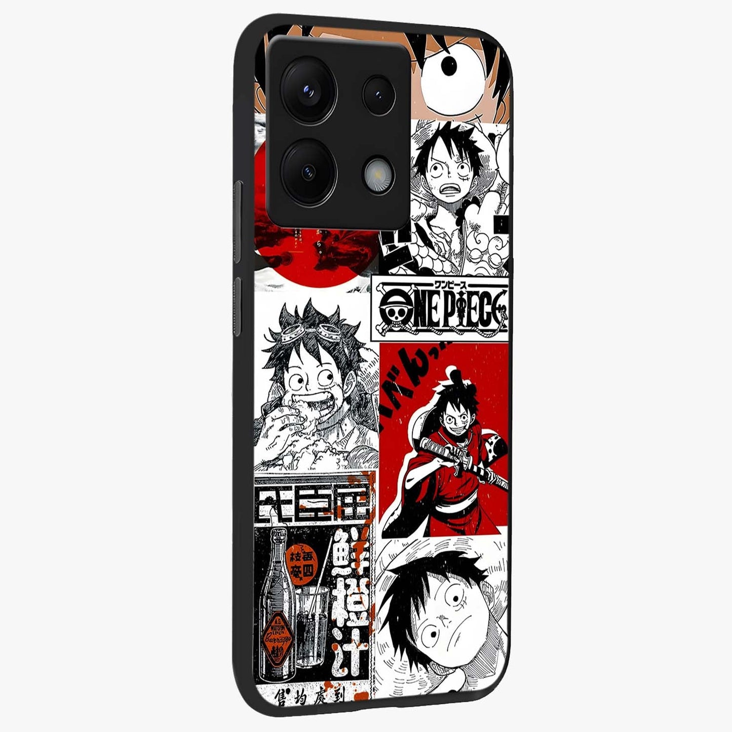 Strawhat Chaos Panels Glass Case upright view showcasing energetic anime artwork with bold adventure theme.