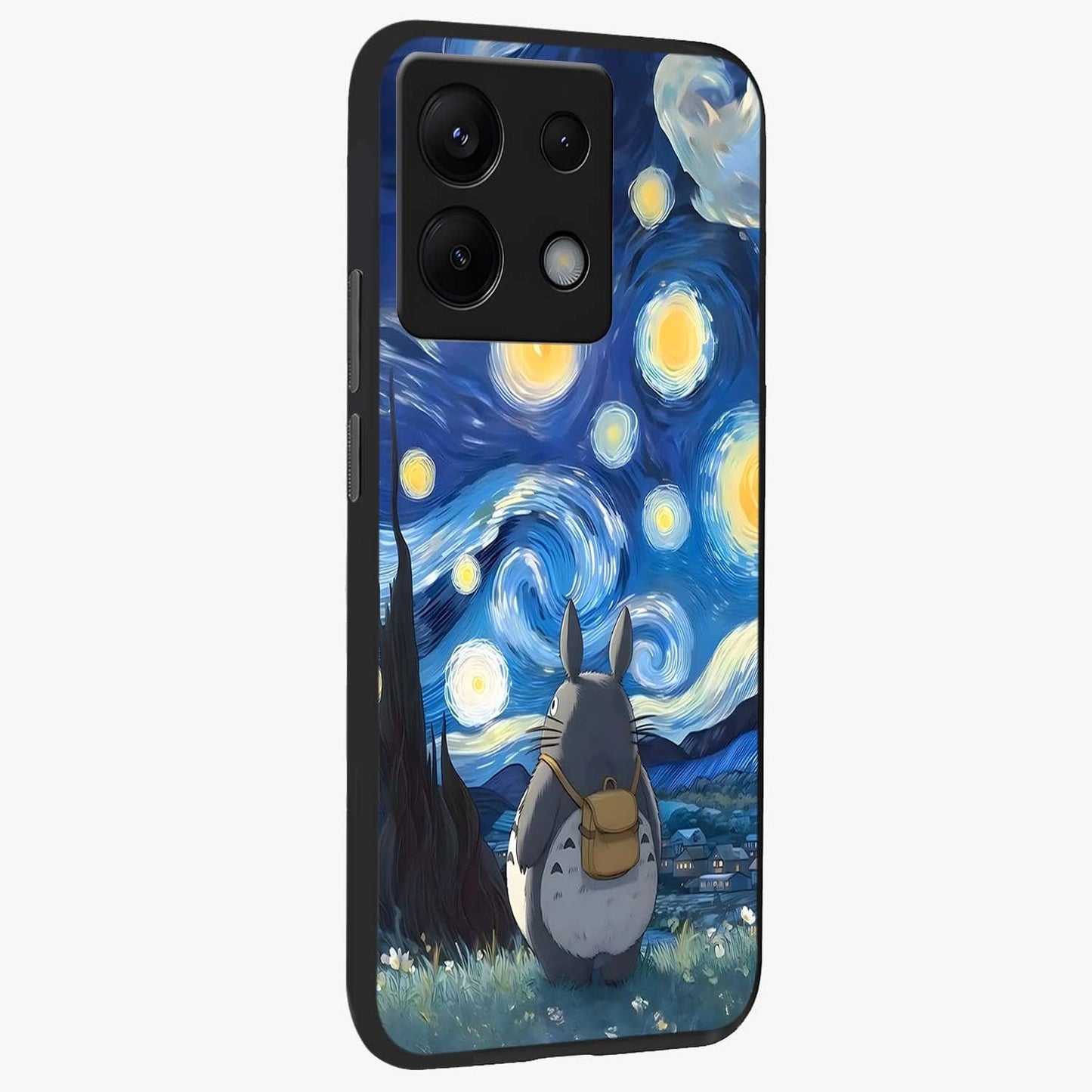 Totoro In Van Gogh Art Glass Case upright view showcasing creative character artwork with painterly artistic theme.