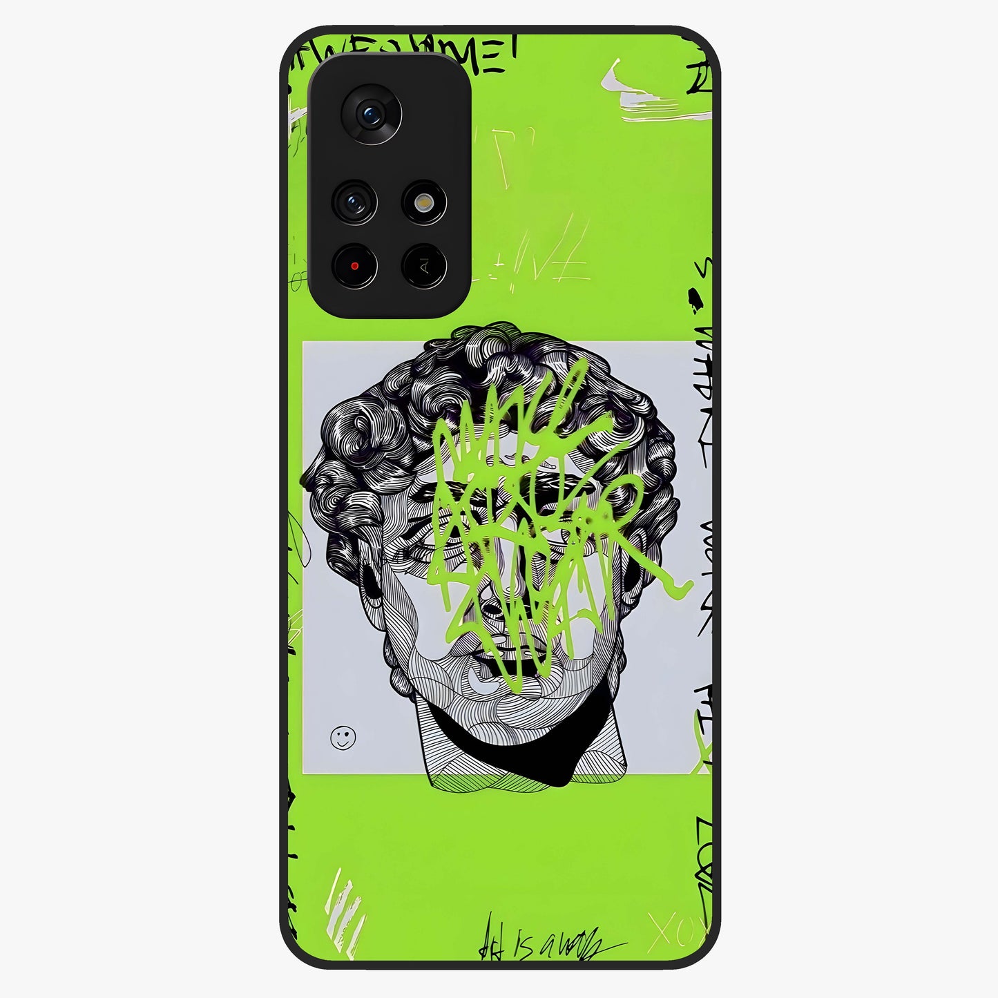 Neo Graffiti Rebellion Glass Case upright view showcasing colorful graffiti artwork with bold modern street style.