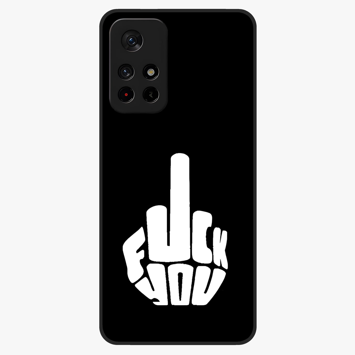Rebel Mode On Glass Case upright view showcasing striking statement artwork with bold rebellious theme.