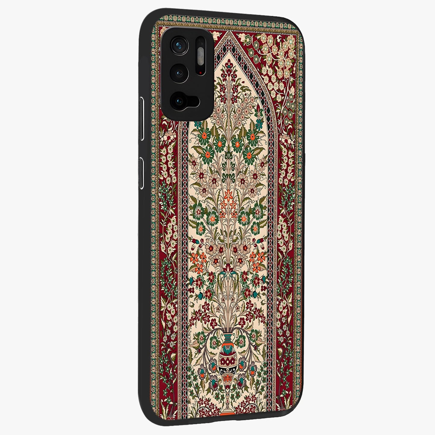 Persian Inspired Glass Case upright view showcasing decorative Persian artwork with rich heritage theme.