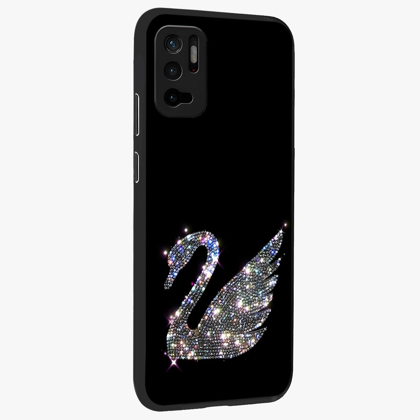 Starlit Swan Grace Glass Case upright view showcasing beautiful swan artwork with peaceful night themed design.