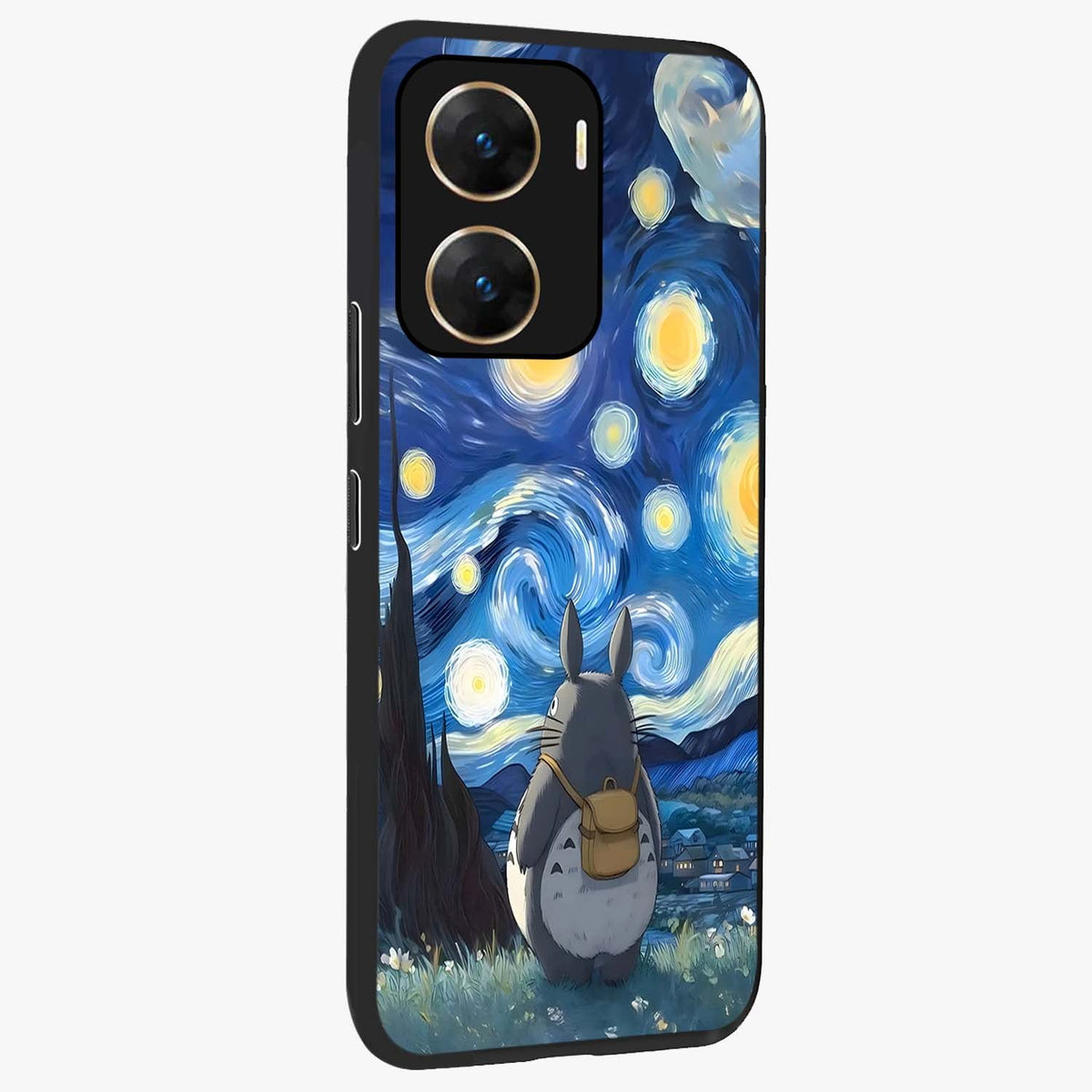 Totoro In Van Gogh Art Glass Case upright view showcasing creative character artwork with painterly artistic theme.