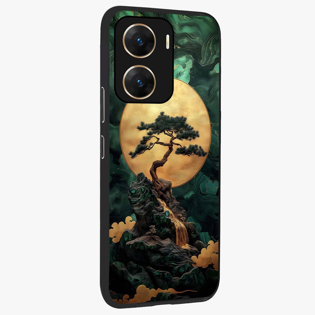 Zen Moon Rise Glass Case upright view showcasing serene moon artwork with tranquil night theme.