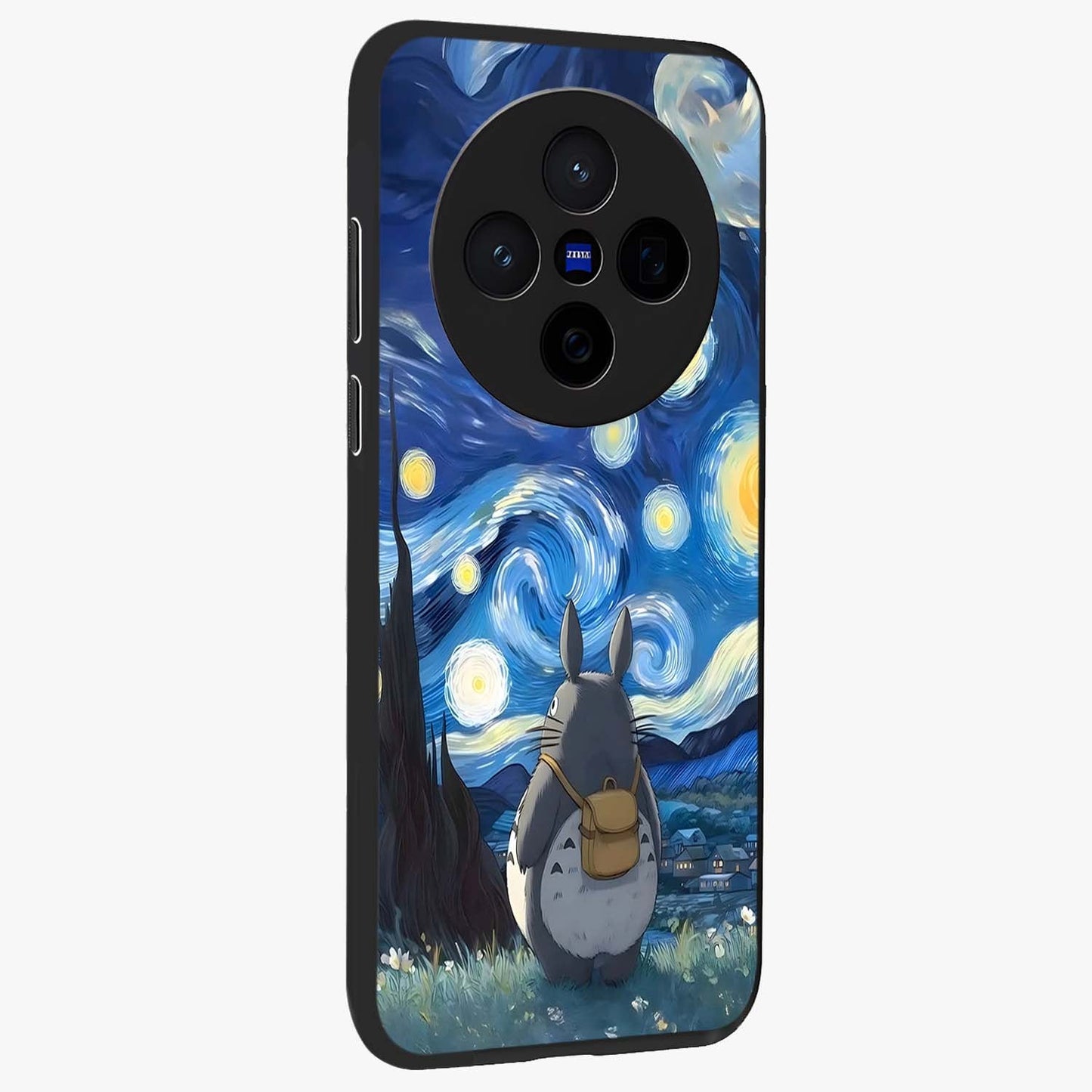 Totoro In Van Gogh Art Glass Case upright view showcasing creative character artwork with painterly artistic theme.