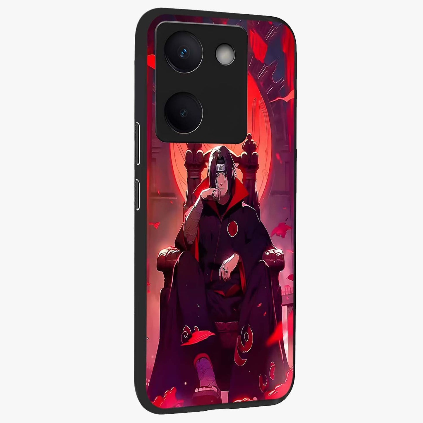 Blood Moon Sovereign Glass Case upright view showcasing powerful moon inspired artwork with cosmic aesthetic style.
