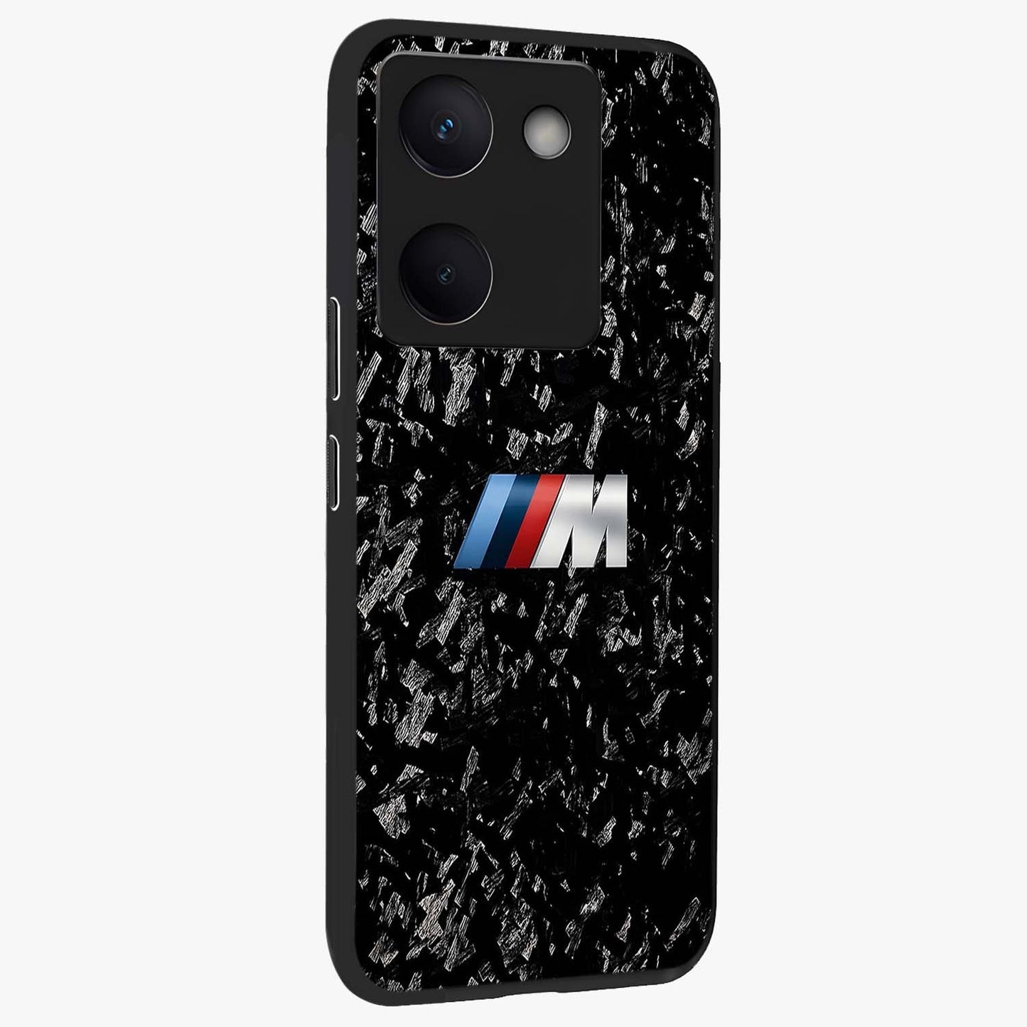 Carbon Speed Mark Glass Case upright view showcasing modern carbon speed graphic with bold automotive theme.