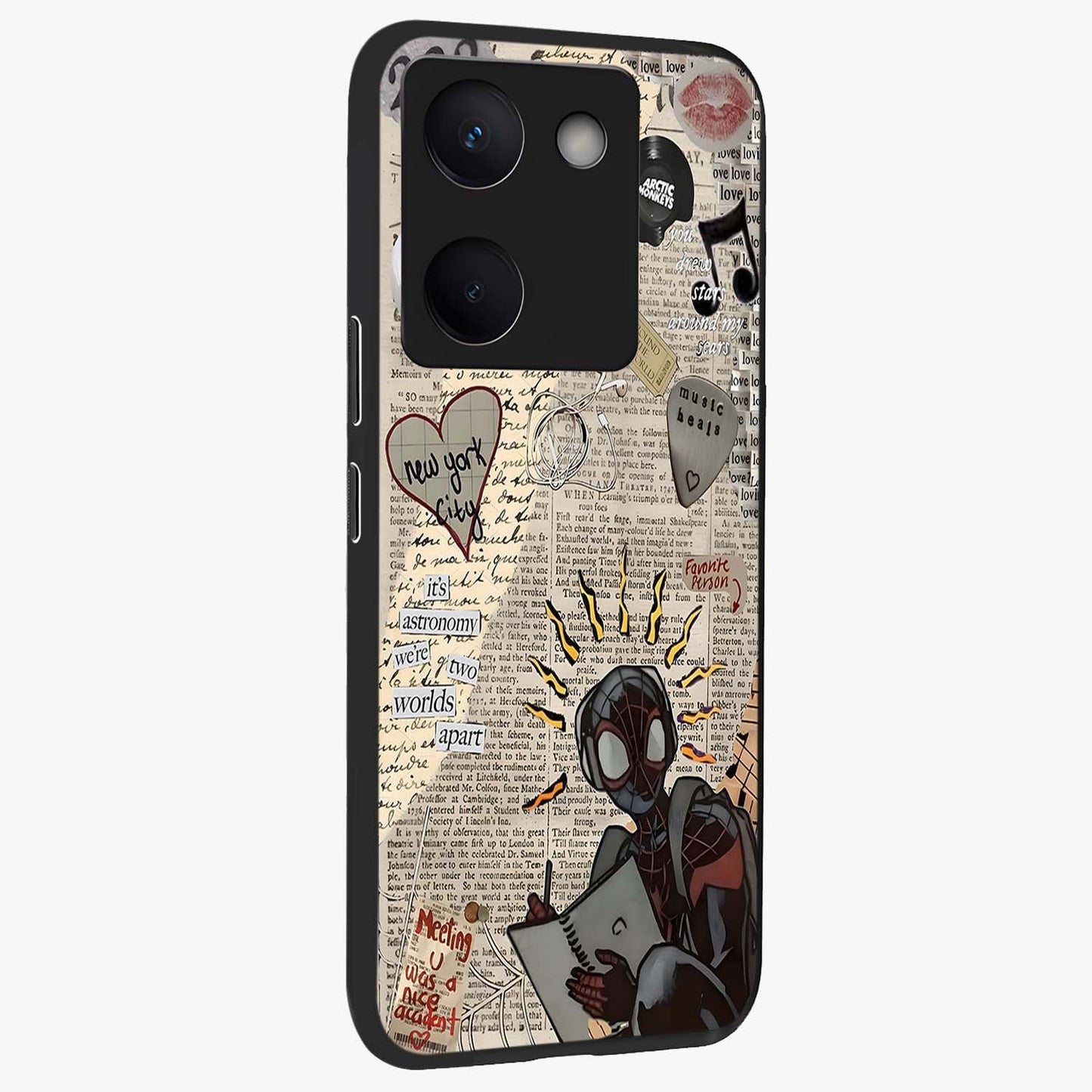 City Dream Sketch Glass Case upright view showcasing urban skyline artwork with stylish hand drawn design.