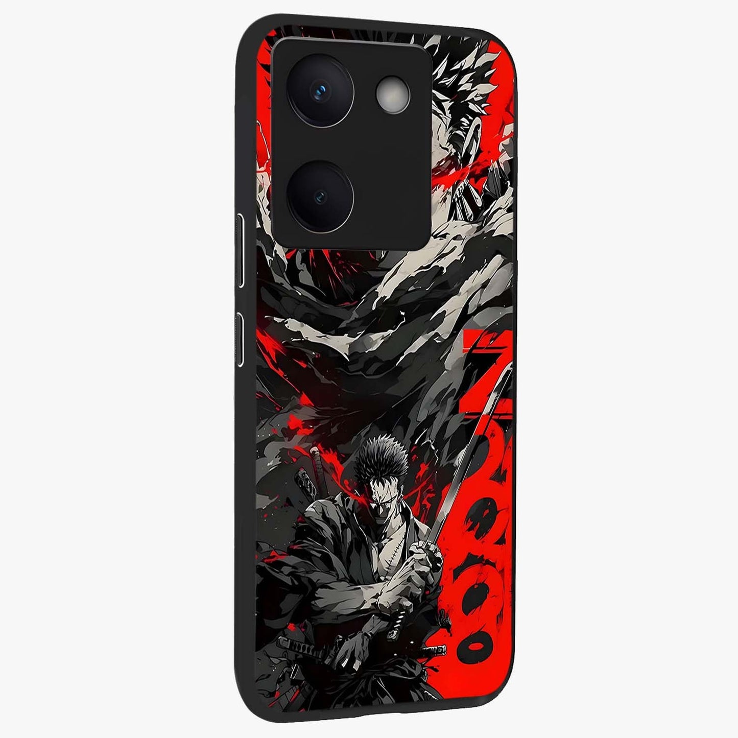 Demon Sword Resolve Glass Case upright view showcasing dramatic warrior artwork with intense battle theme.