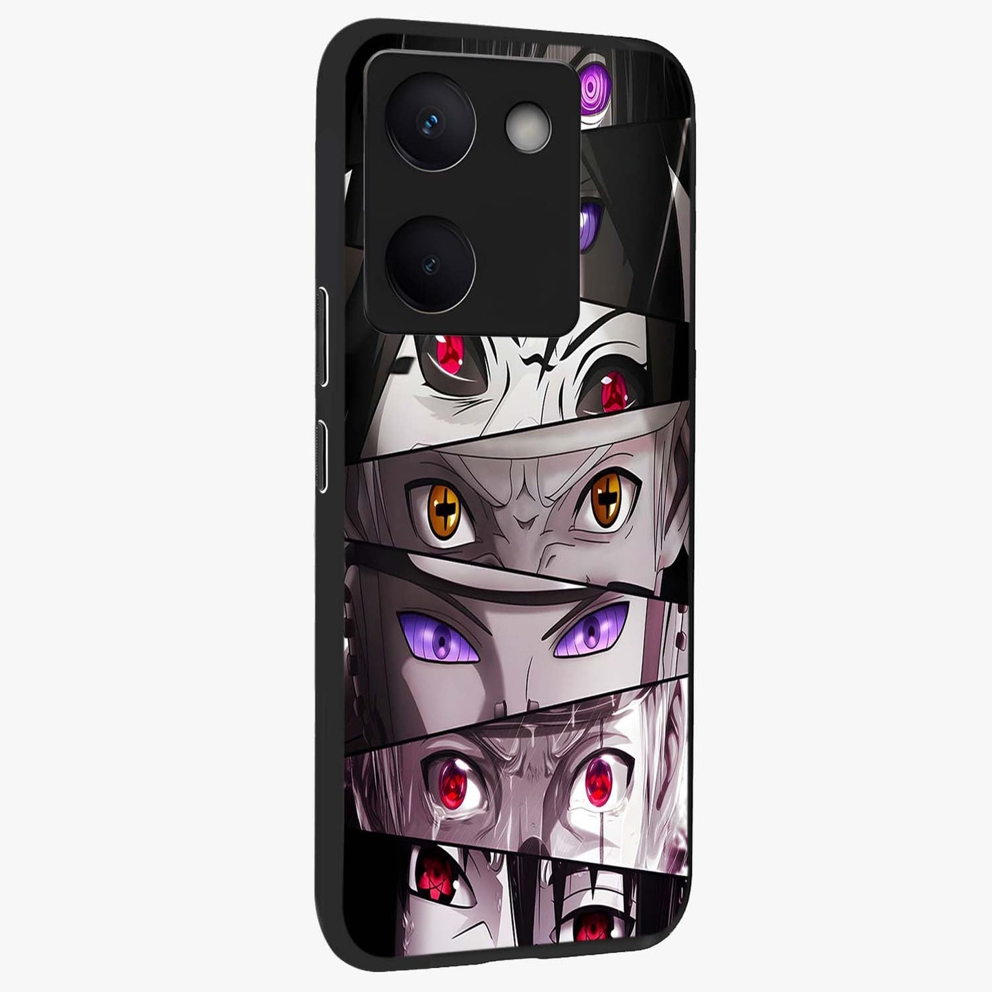 Eyes of Destiny Glass Case upright view showcasing symbolic eye artwork with dramatic artistic theme.