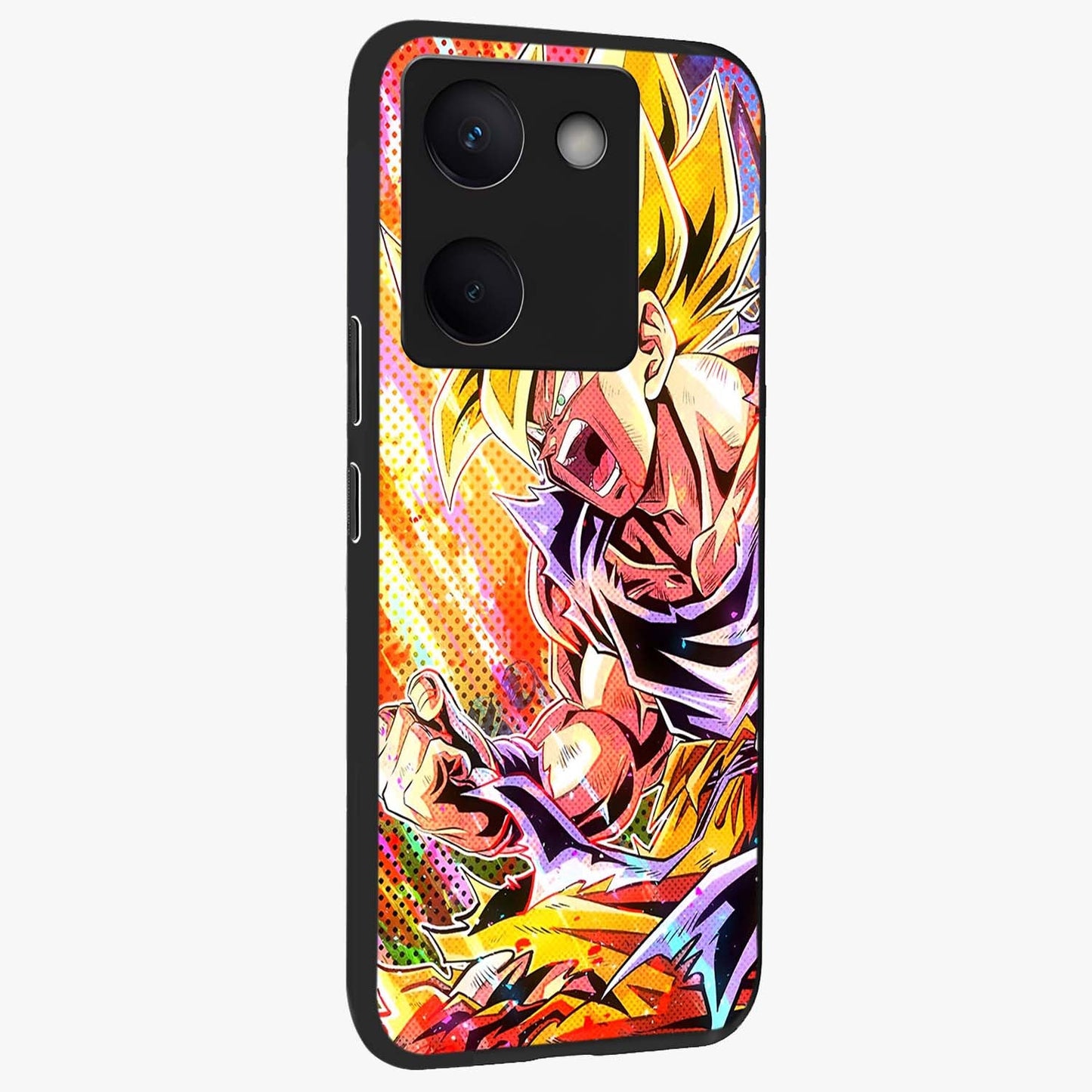 Firing Goku Glass Case upright view showcasing energetic anime artwork with bold warrior theme.