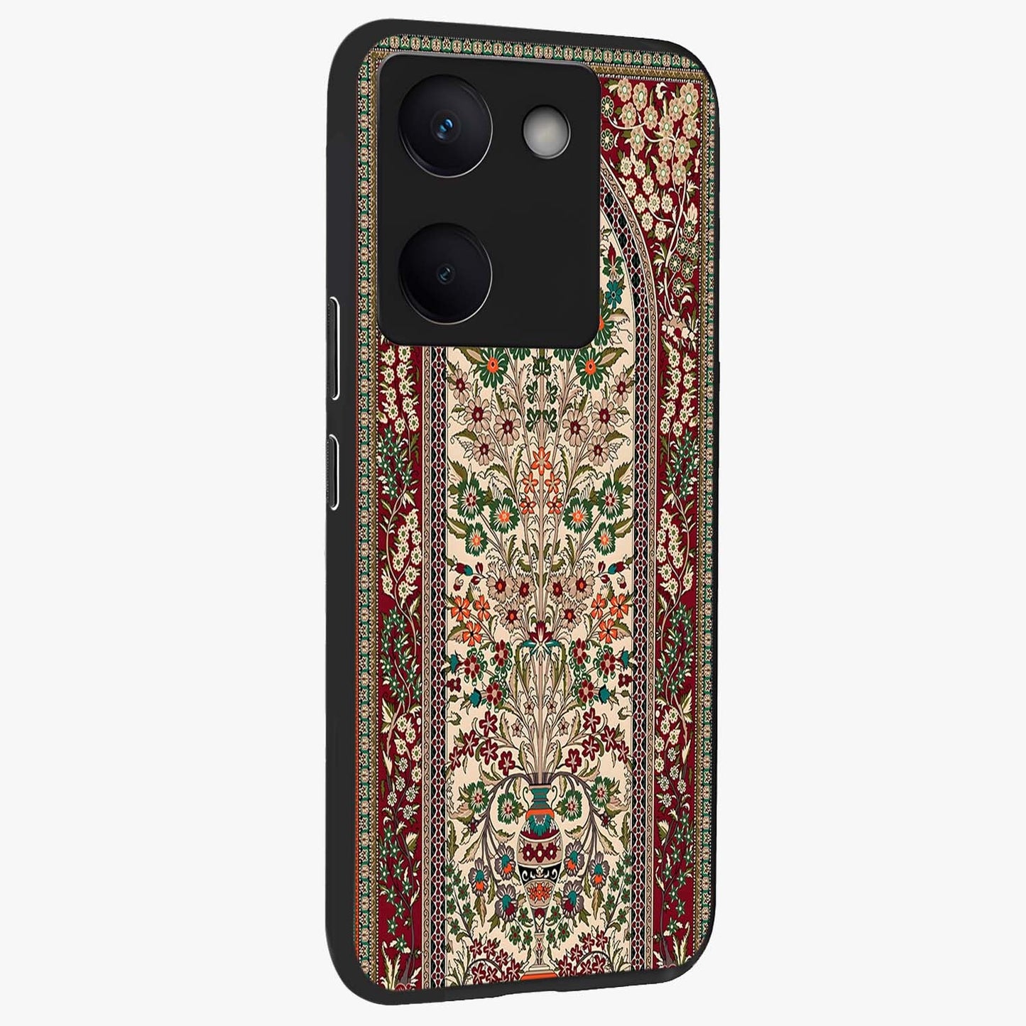 Persian Inspired Glass Case upright view showcasing decorative Persian artwork with rich heritage theme.