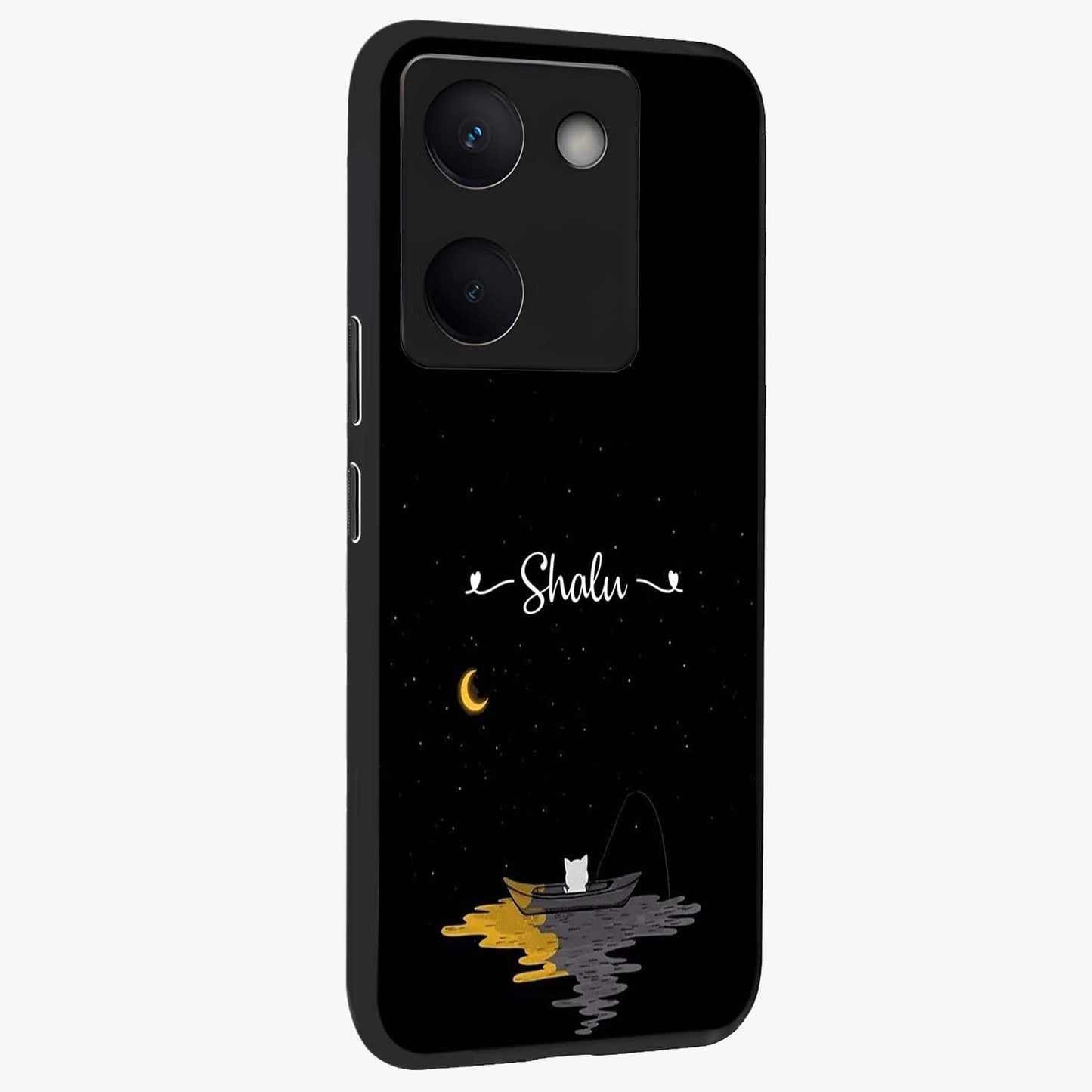 Silent Night Row Glass Case upright view showcasing tranquil night artwork with serene landscape theme.