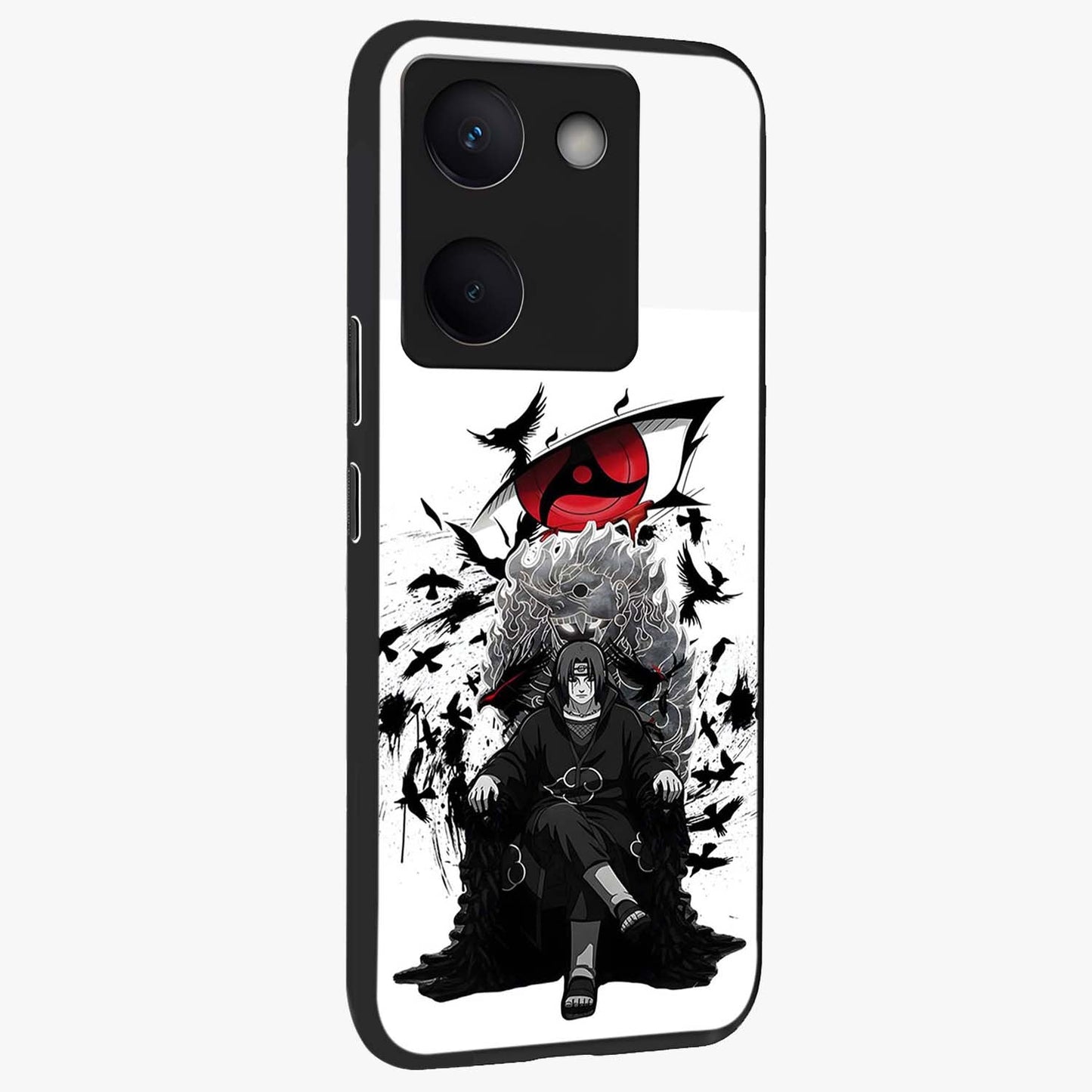 Uchiha Shadow Throne Glass Case upright view showcasing magical underwater galaxy artwork with vibrant cosmic theme.