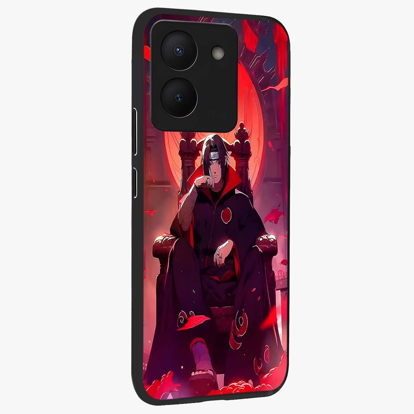 Blood Moon Sovereign Glass Case upright view showcasing powerful moon inspired artwork with cosmic aesthetic style.