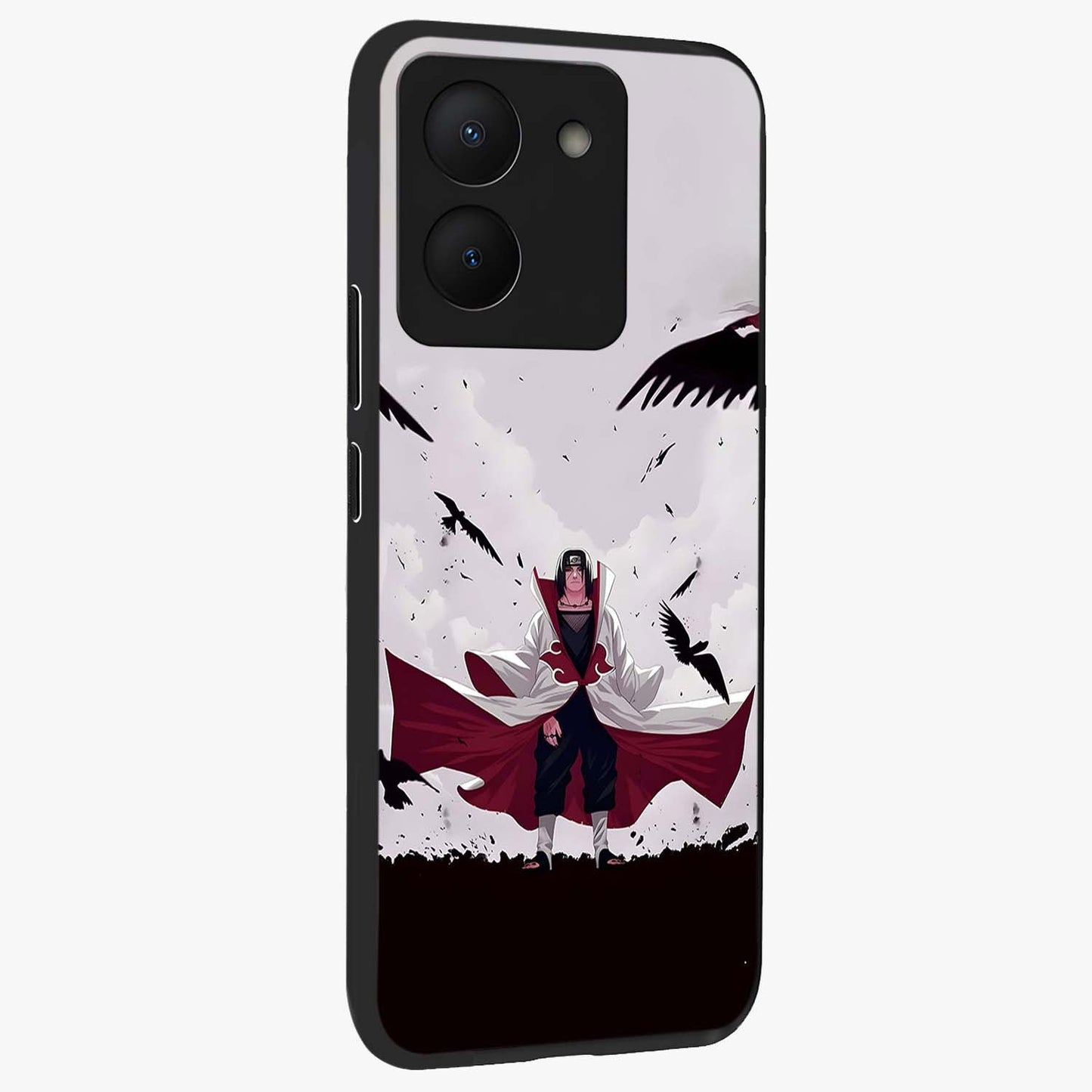 Crimson Crow Ascension Glass Case upright view showcasing dramatic crow artwork with bold gothic theme.