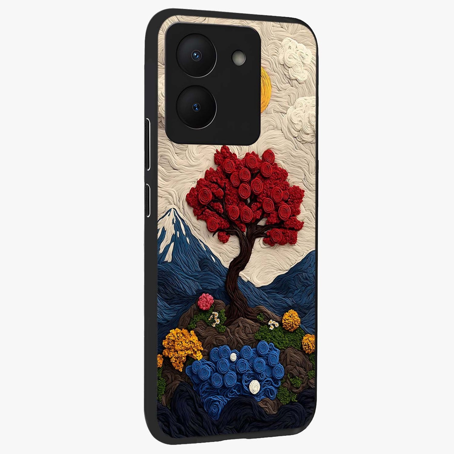 Eternal Nature Tapestry Glass Case upright view showcasing elegant nature tapestry design with decorative style.
