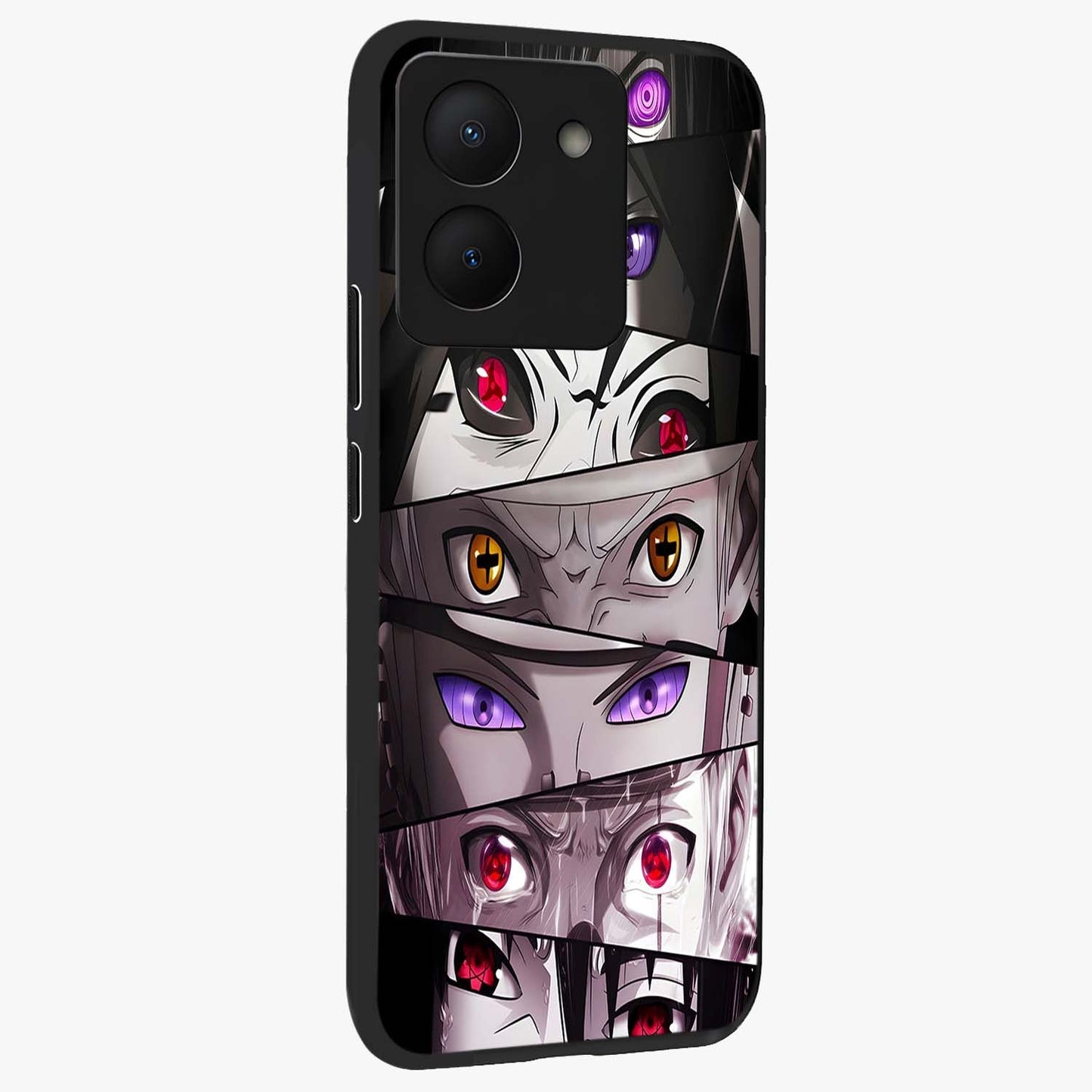 Eyes of Destiny Glass Case upright view showcasing symbolic eye artwork with dramatic artistic theme.