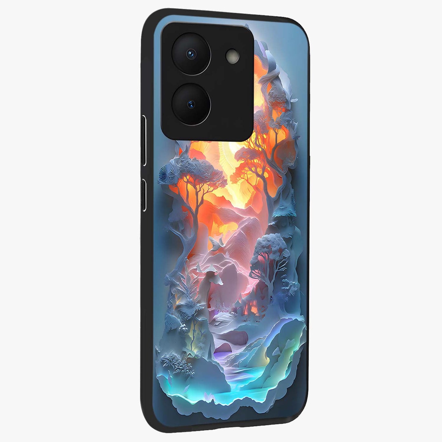Glow Forest Portal Glass Case upright view showcasing enchanted forest portal artwork with fantasy nature theme.