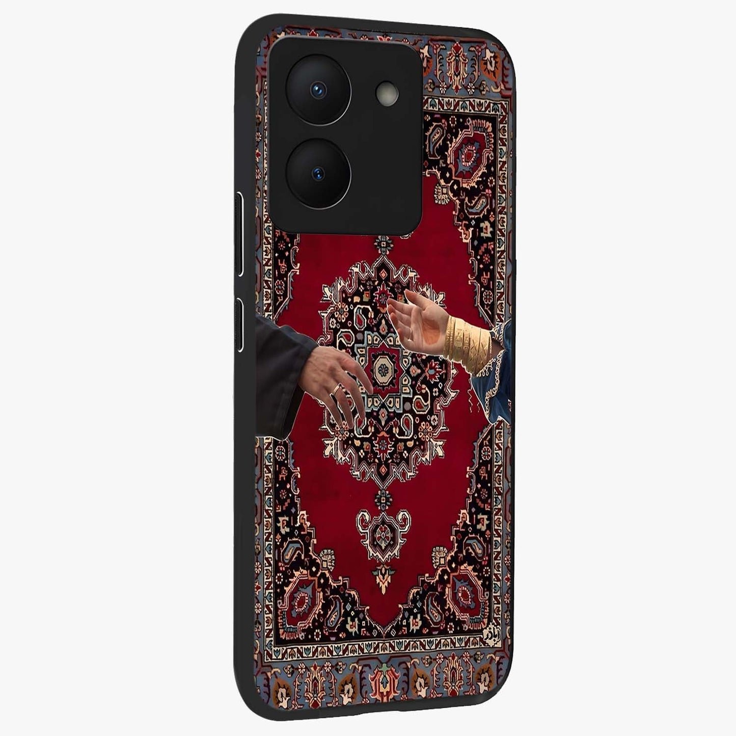 Royal Touch Reach Glass Case upright view showcasing stylish royal inspired artwork with graceful theme.