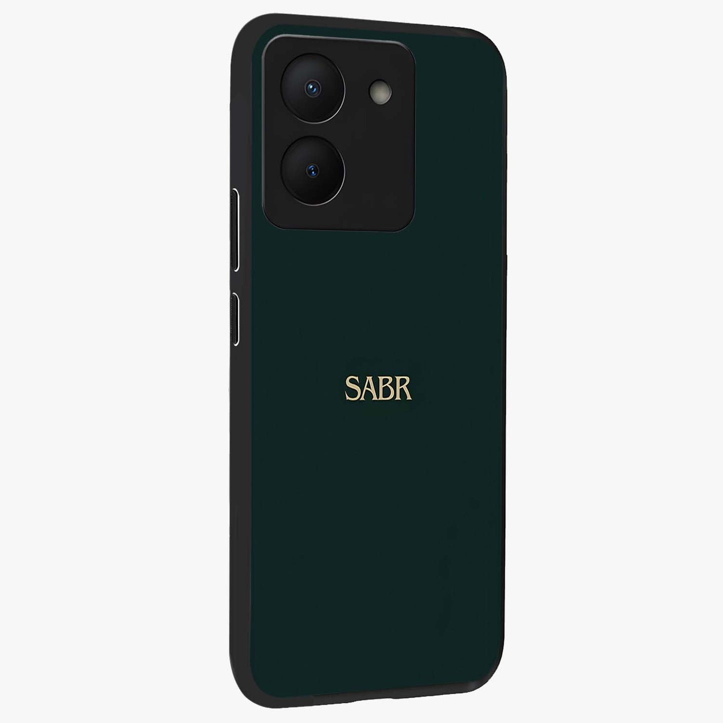 Sabr Minimal Patience Glass Case upright view showcasing calm minimalist artwork with motivational patience theme.