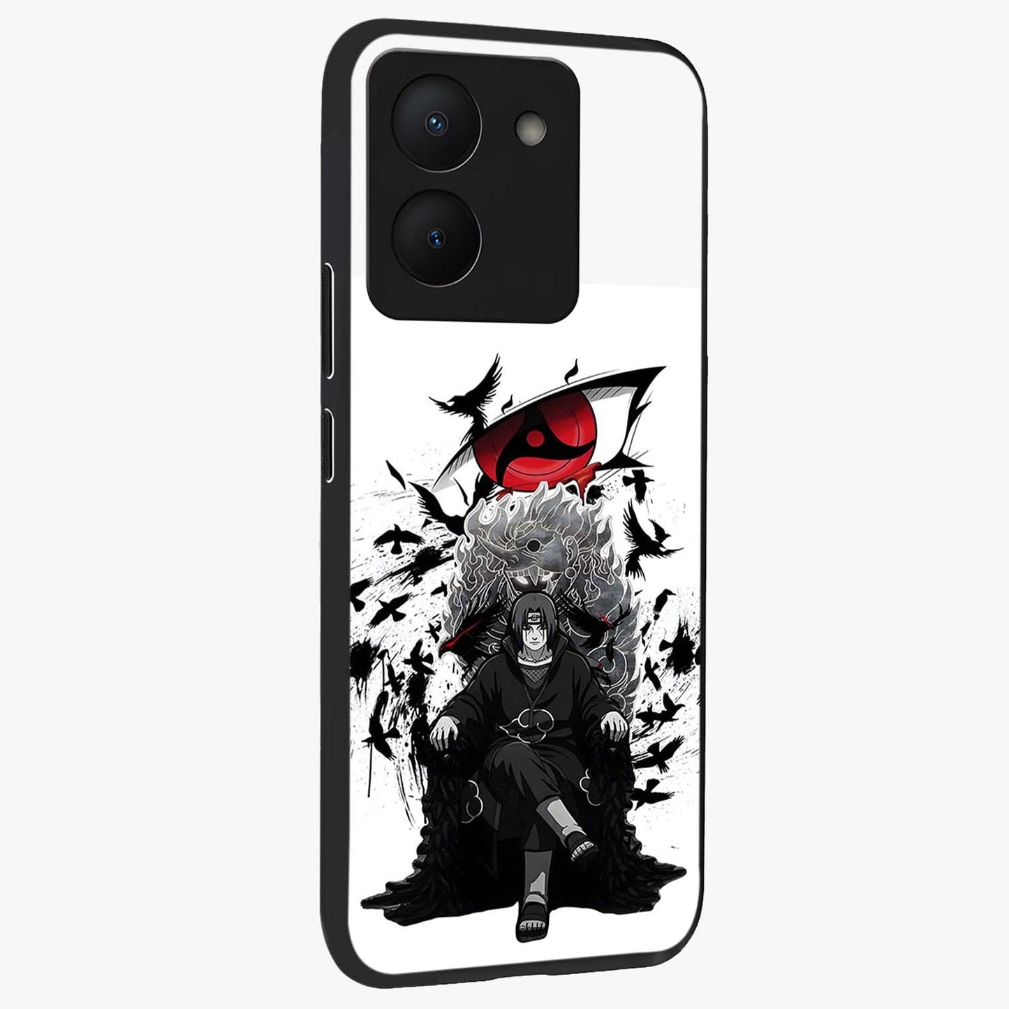 Uchiha Shadow Throne Glass Case upright view showcasing magical underwater galaxy artwork with vibrant cosmic theme.