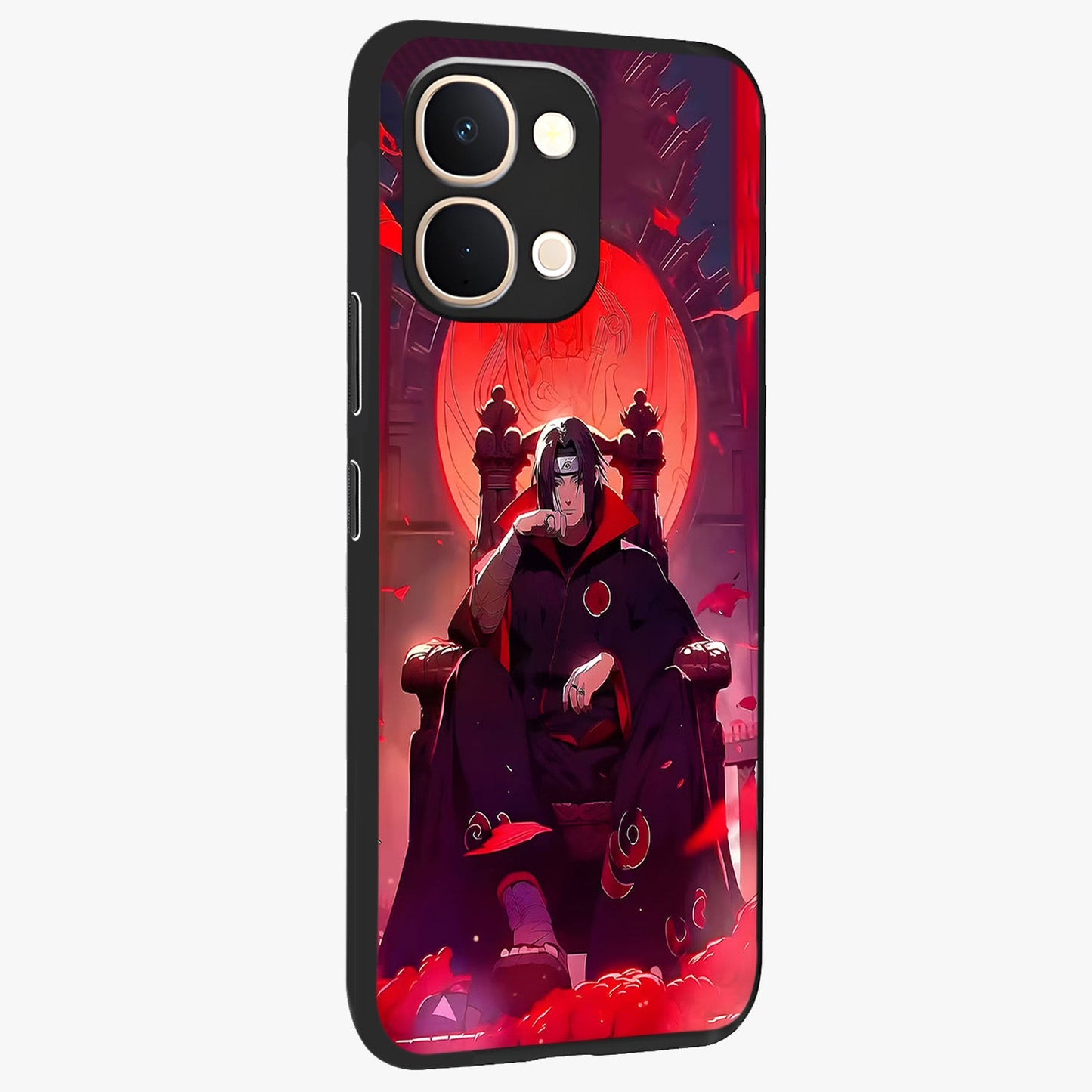 Blood Moon Sovereign Glass Case upright view showcasing powerful moon inspired artwork with cosmic aesthetic style.