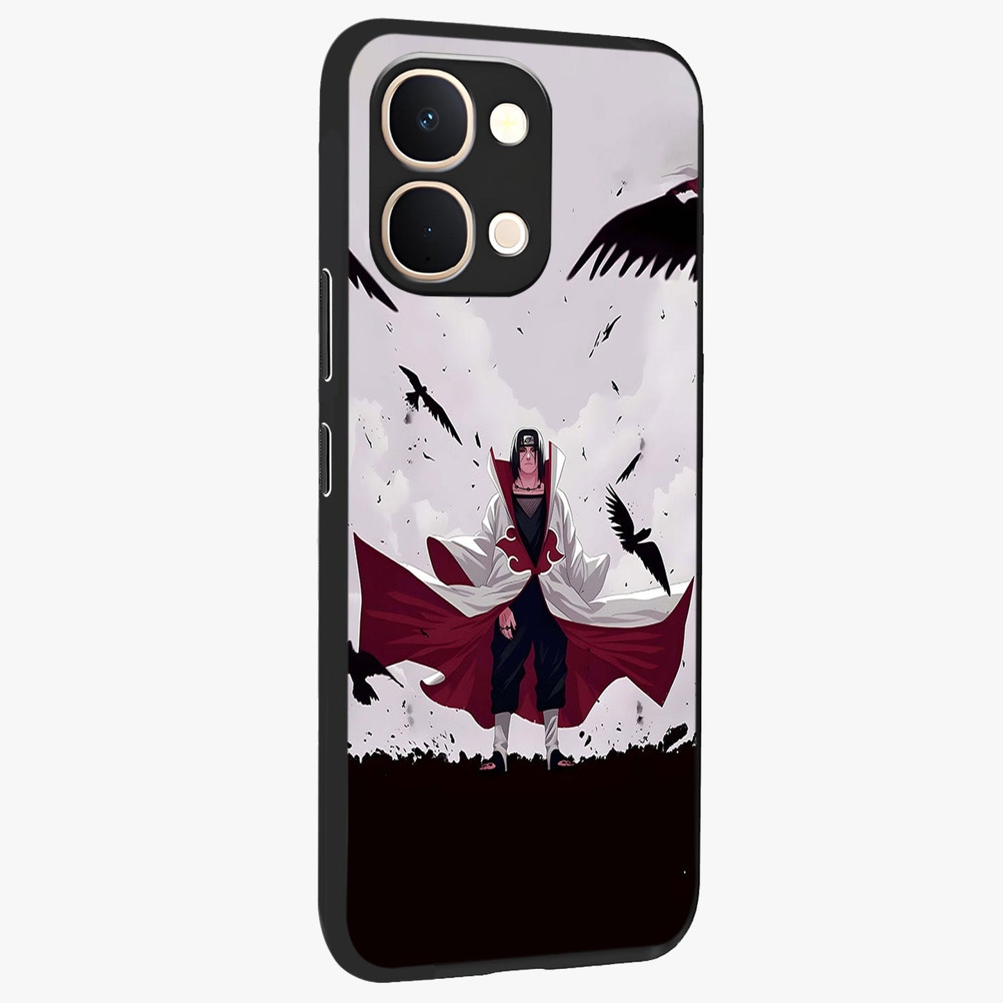 Crimson Crow Ascension Glass Case upright view showcasing dramatic crow artwork with bold gothic theme.