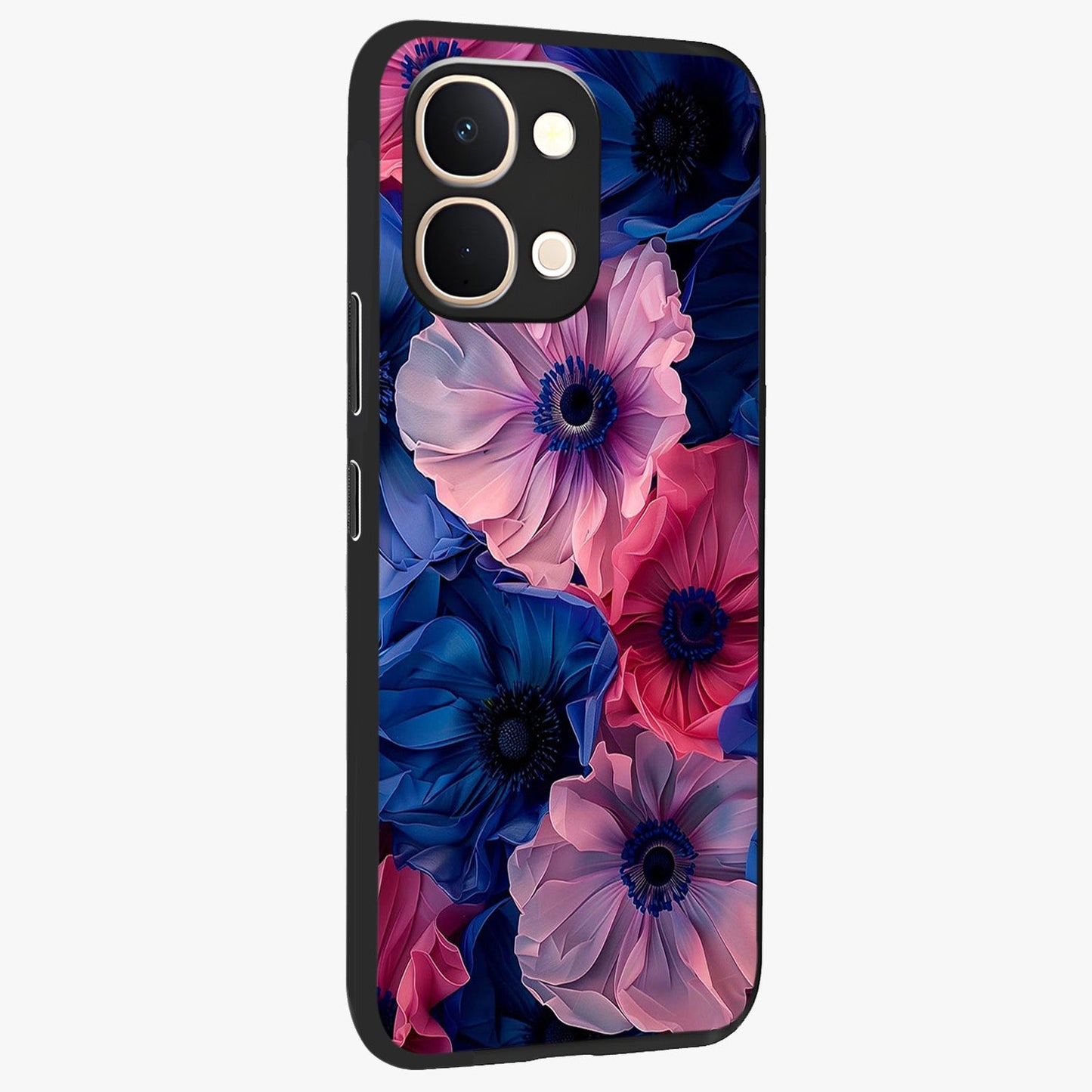 Flower Paper Art Pattern Glass Case upright view showcasing decorative paper floral artwork with creative craft style.