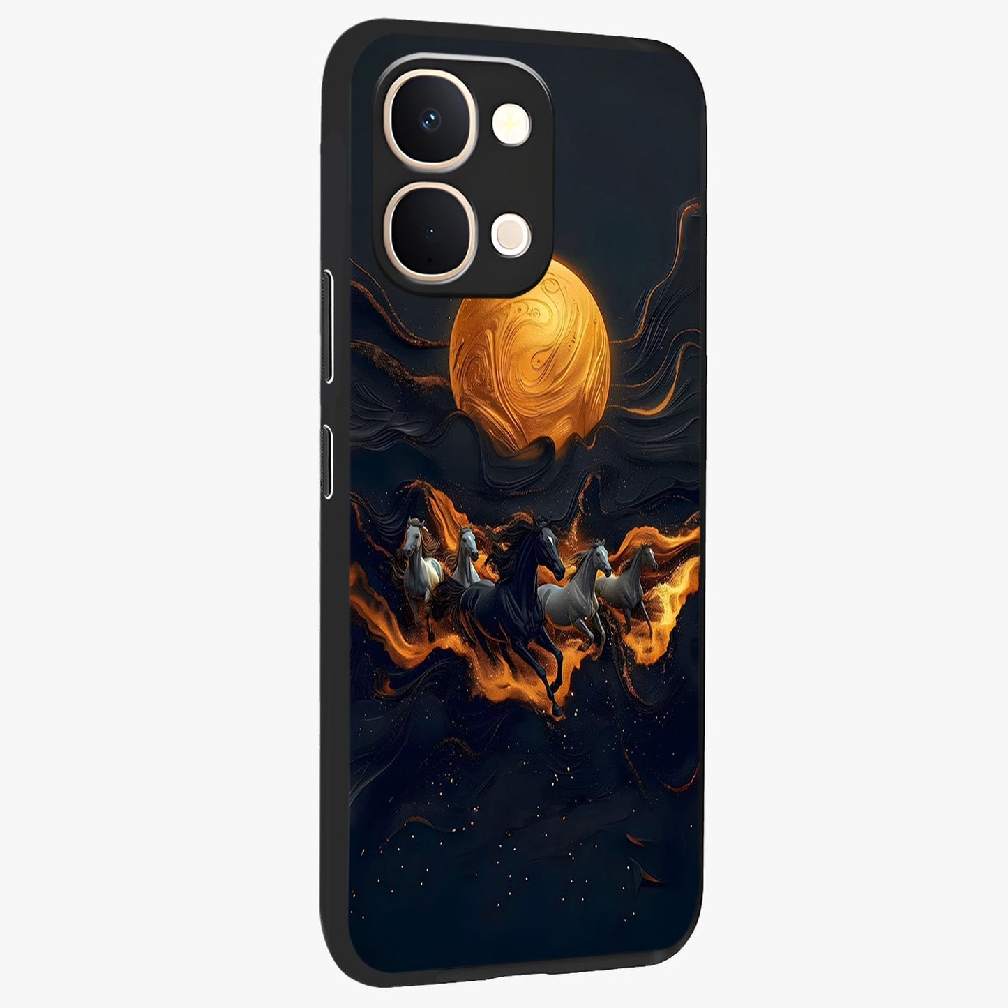 Golden Royal Heritage Glass Case upright view showcasing elegant royal artwork with classic heritage theme.