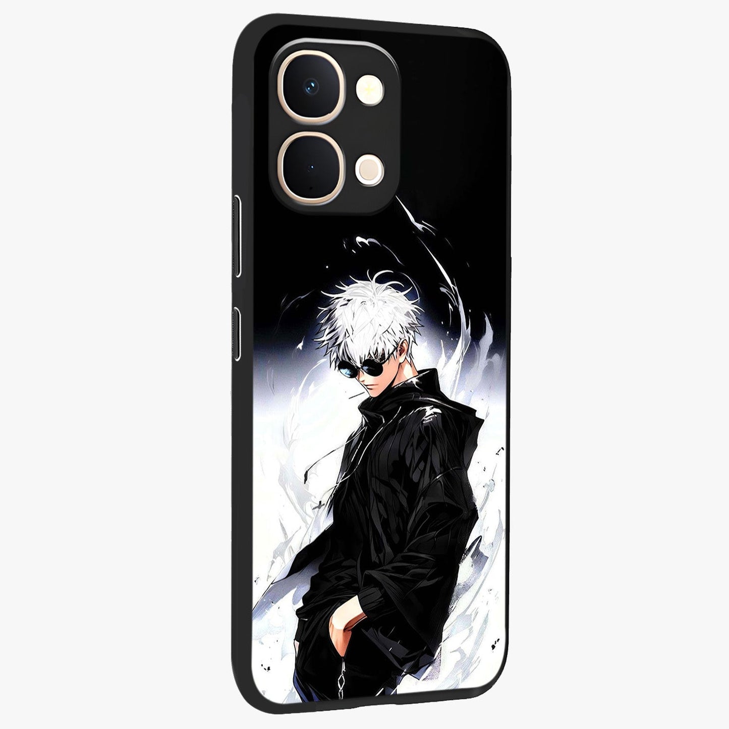 Limitless Shadow King Glass Case upright view showcasing bold shadow warrior artwork with epic fantasy theme.