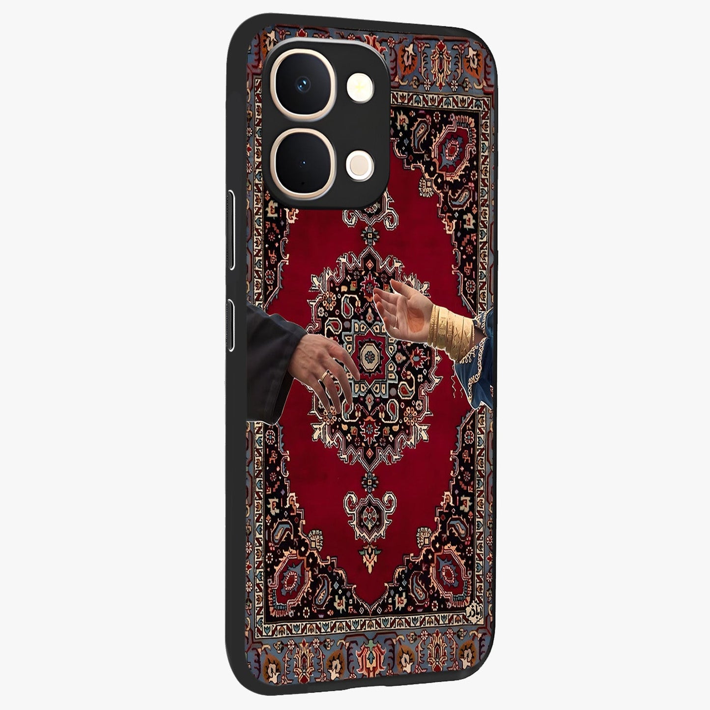 Royal Touch Reach Glass Case upright view showcasing stylish royal inspired artwork with graceful theme.