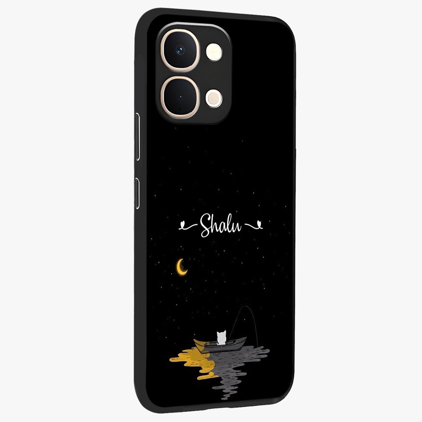 Silent Night Row Glass Case upright view showcasing tranquil night artwork with serene landscape theme.