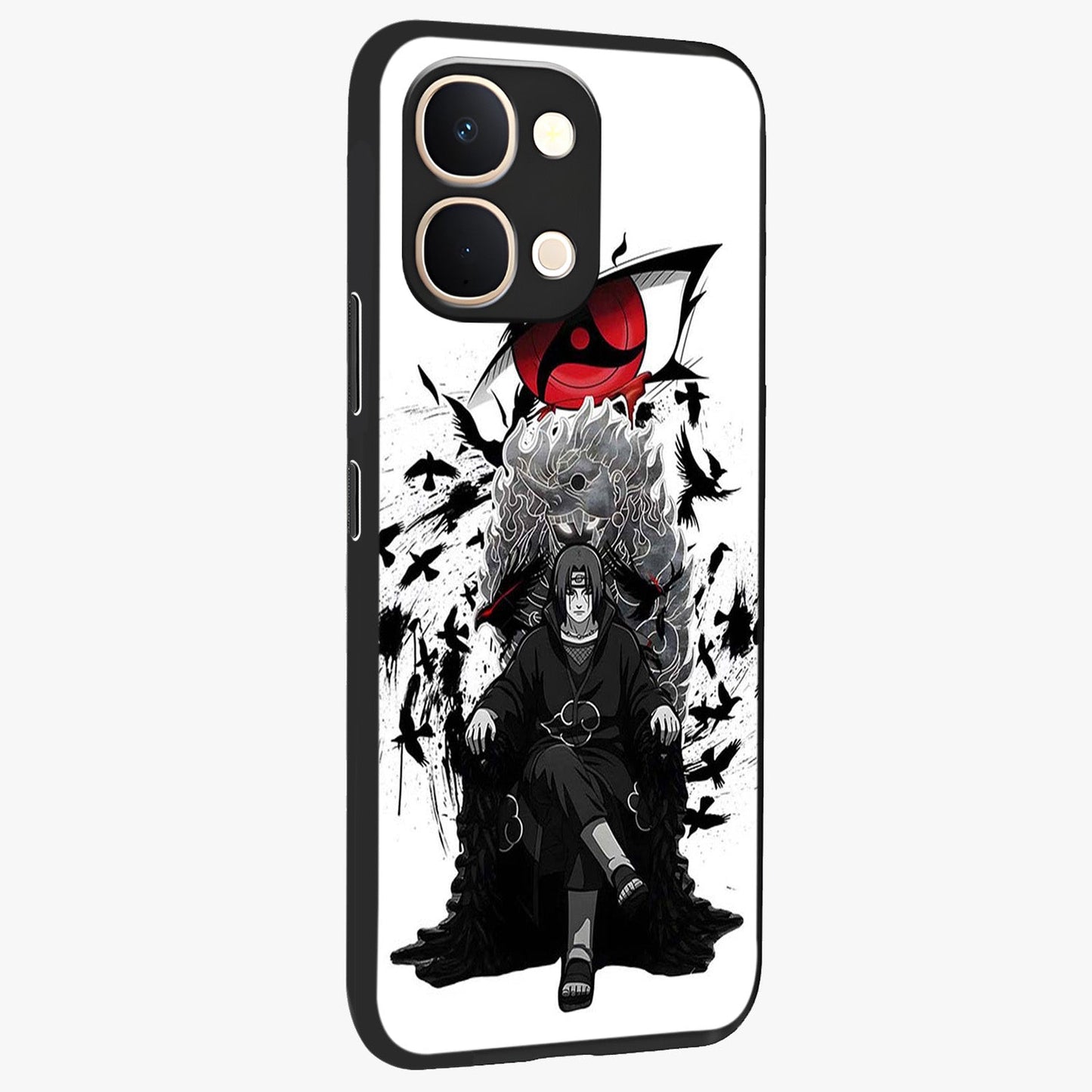 Uchiha Shadow Throne Glass Case upright view showcasing magical underwater galaxy artwork with vibrant cosmic theme.