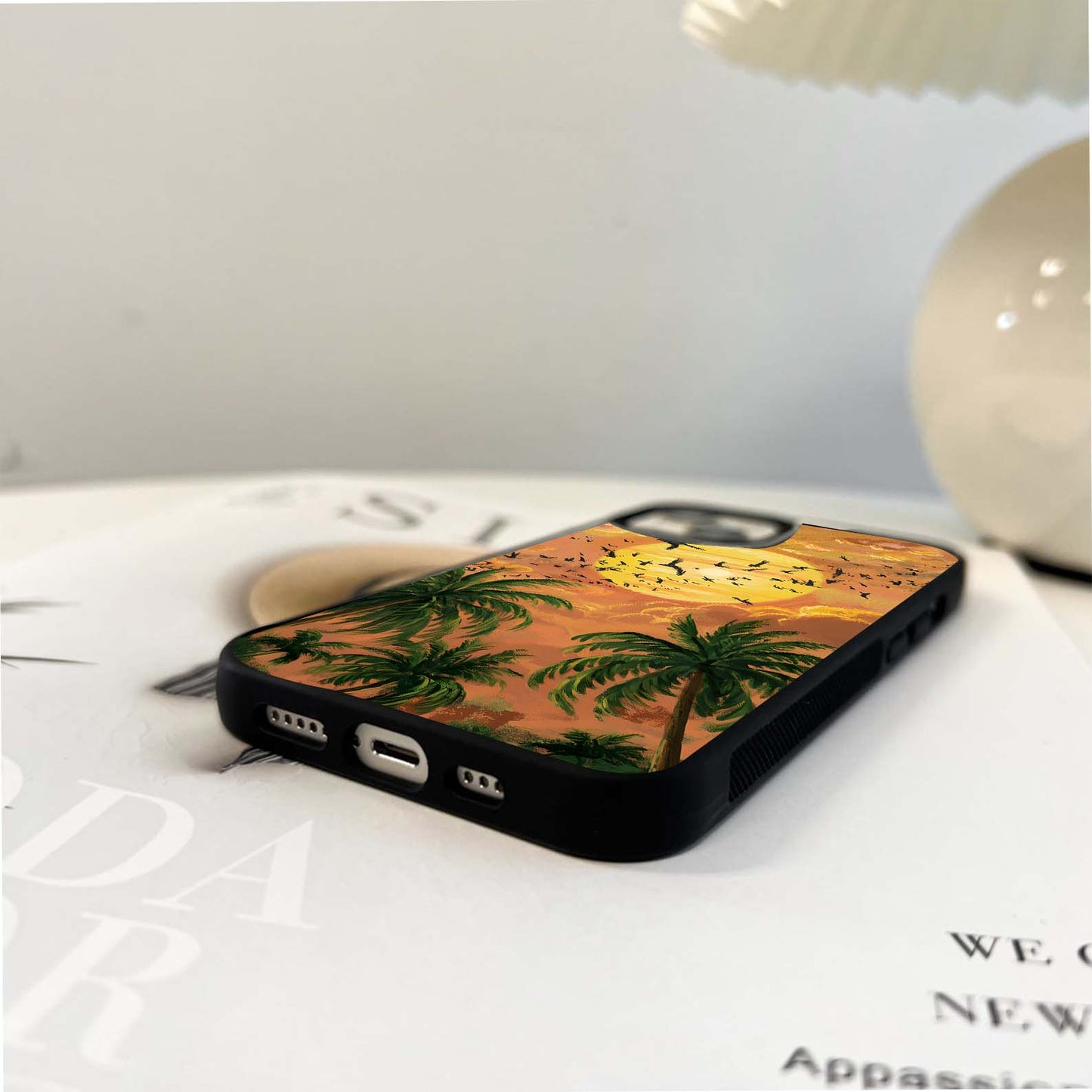 Golden Palm Scenery Glass Case