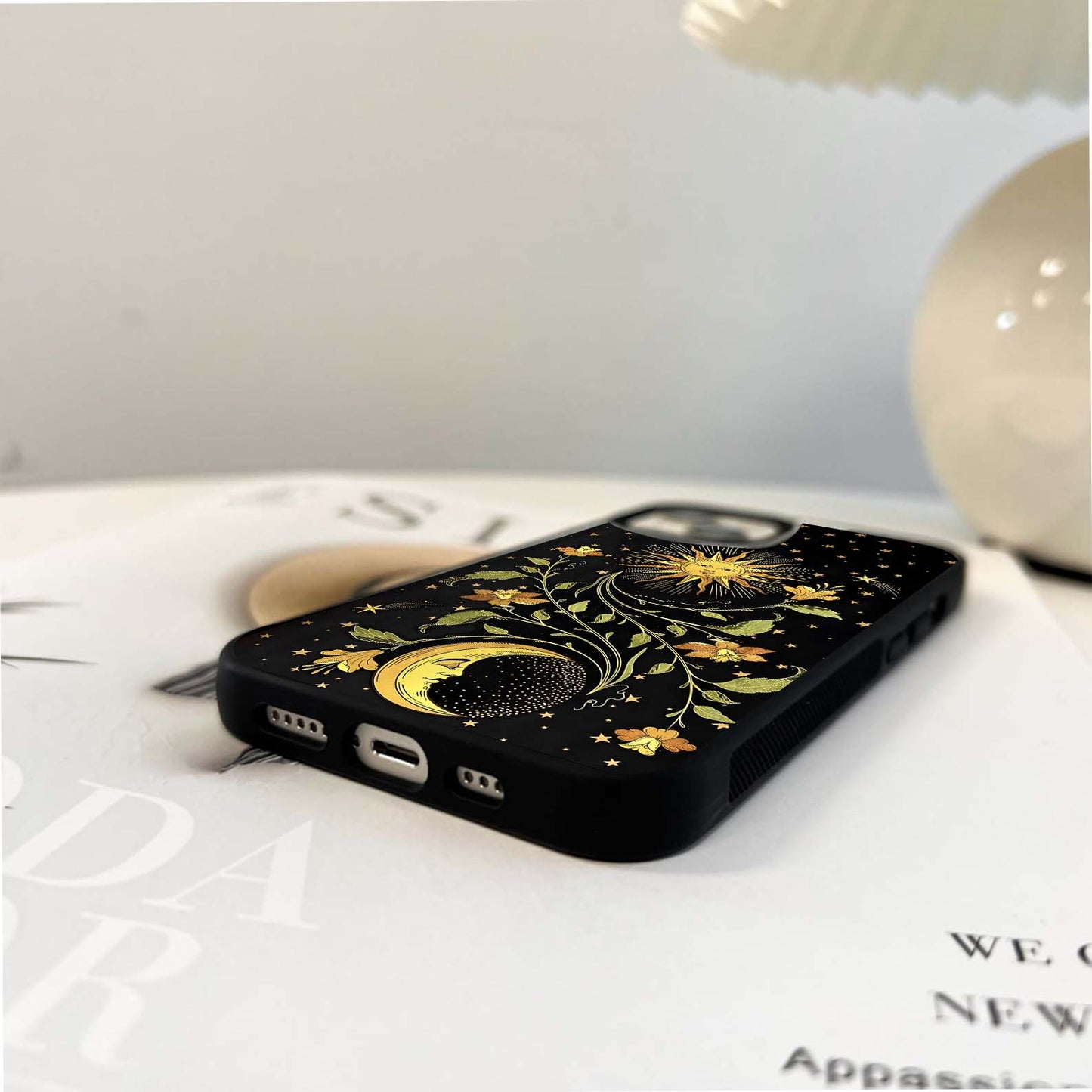 Yellow Astrology Pattern Glass Case