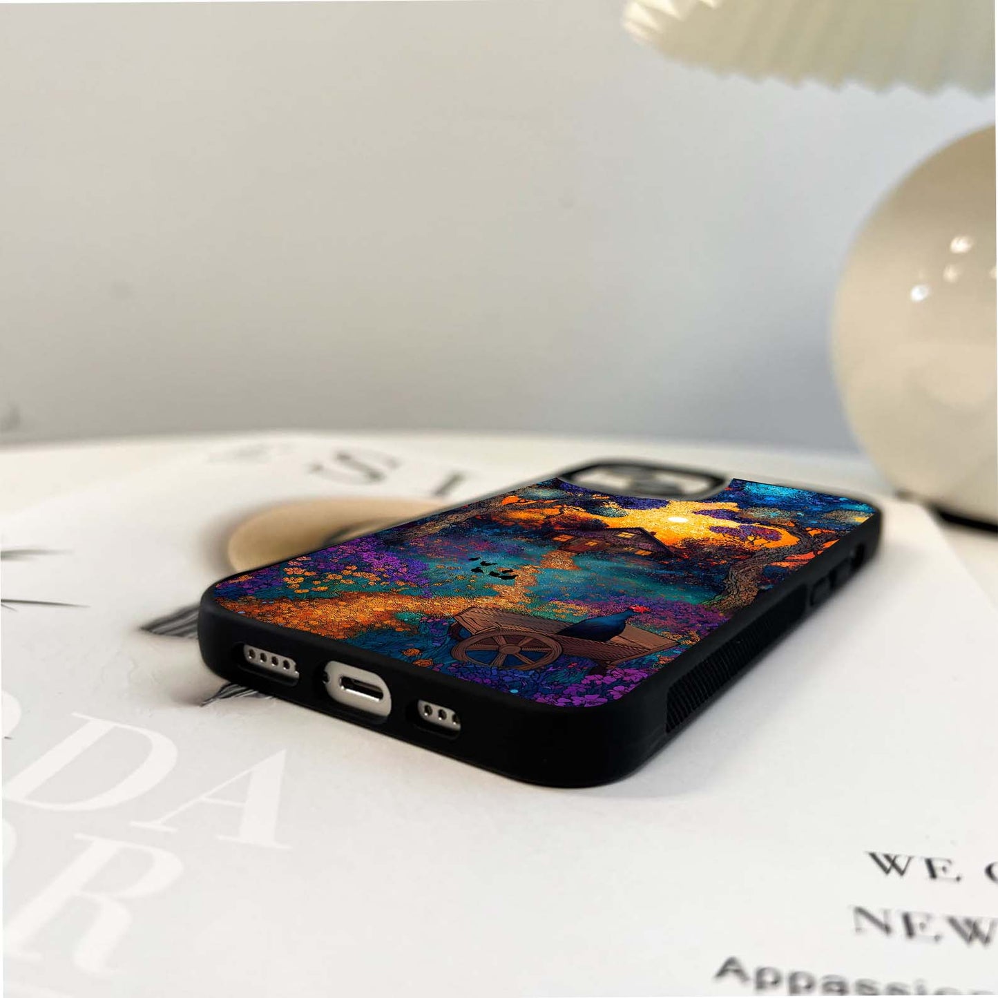 Vibrant Cottage in Magical Forest Glass Case