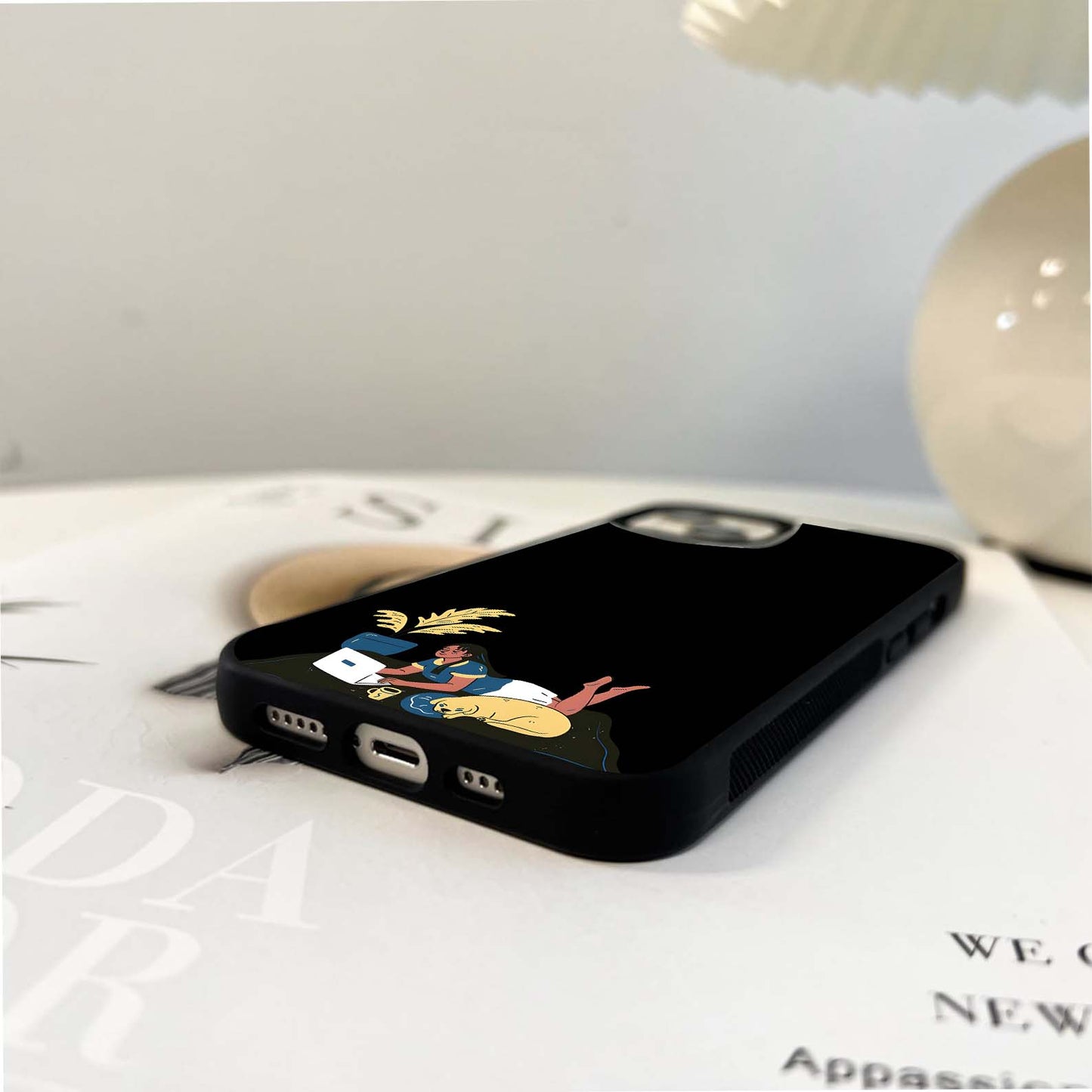 Girl on Laptop with Dog Glass Case