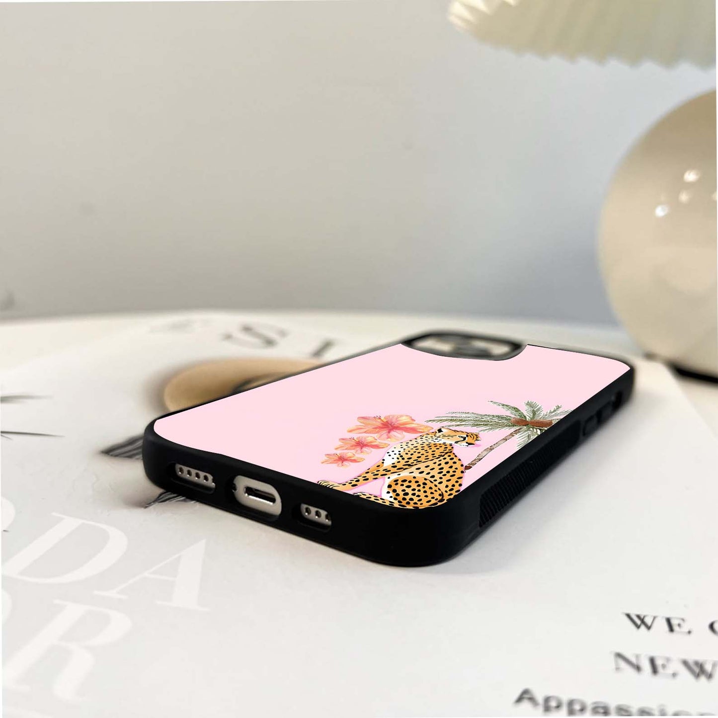 Cheetah with Palm Tree Glass Case