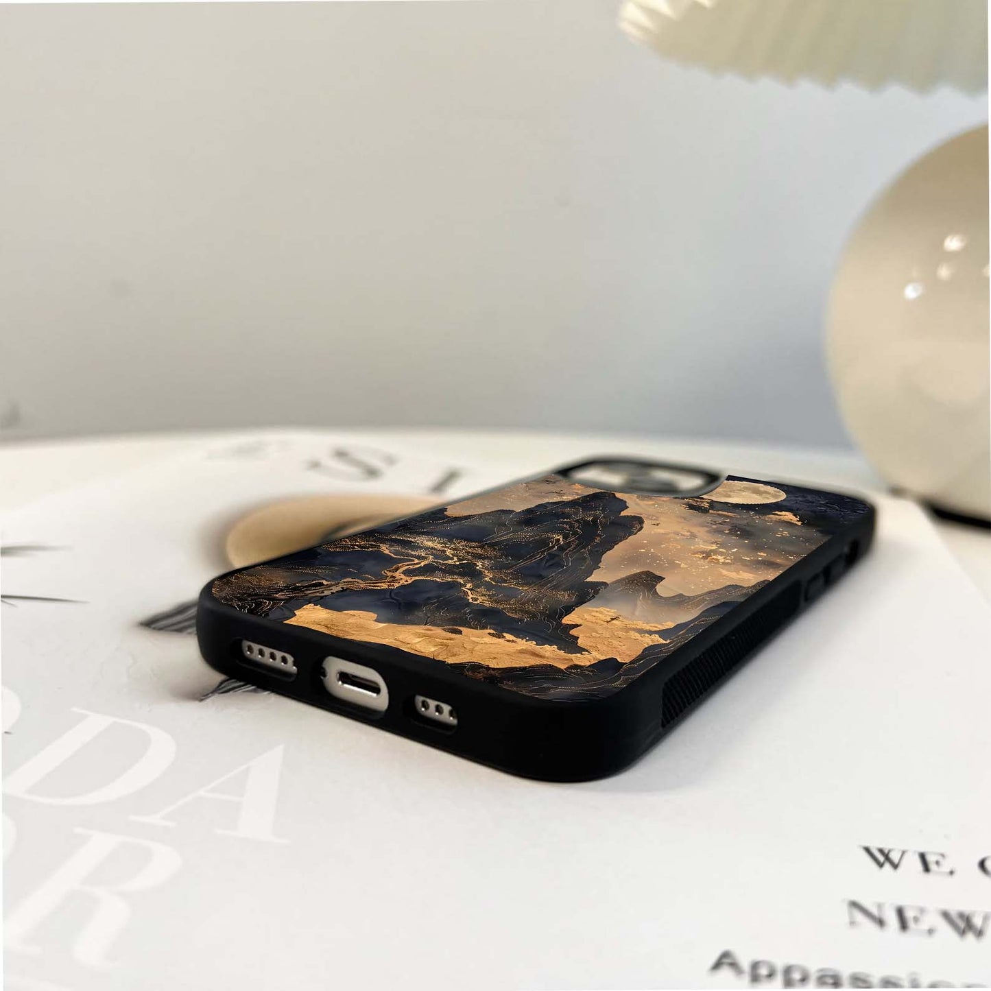 Majestic Golden Mountains Glass Case