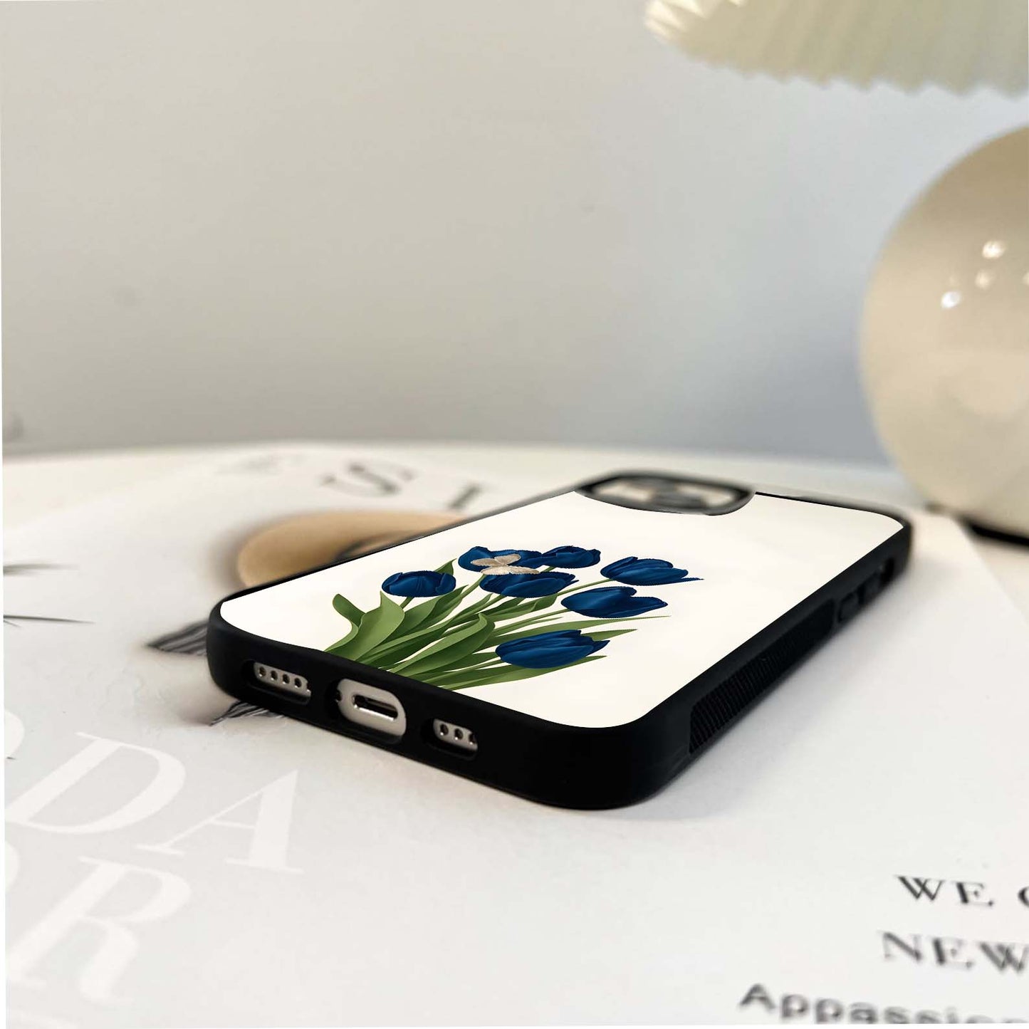 Tulip With Mini Butterfly Glass Case