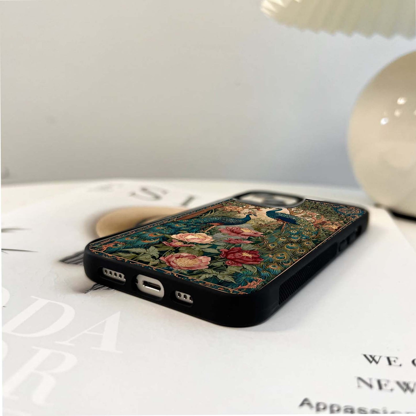 Peacock Garden Art Glass Case