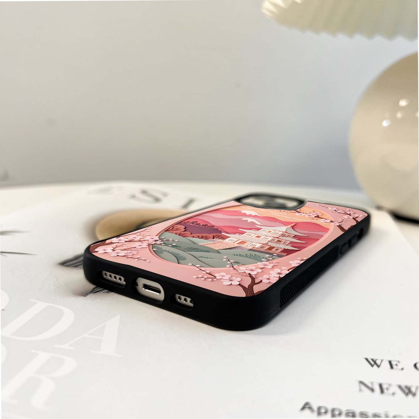 Pink Origami layered Glass Case