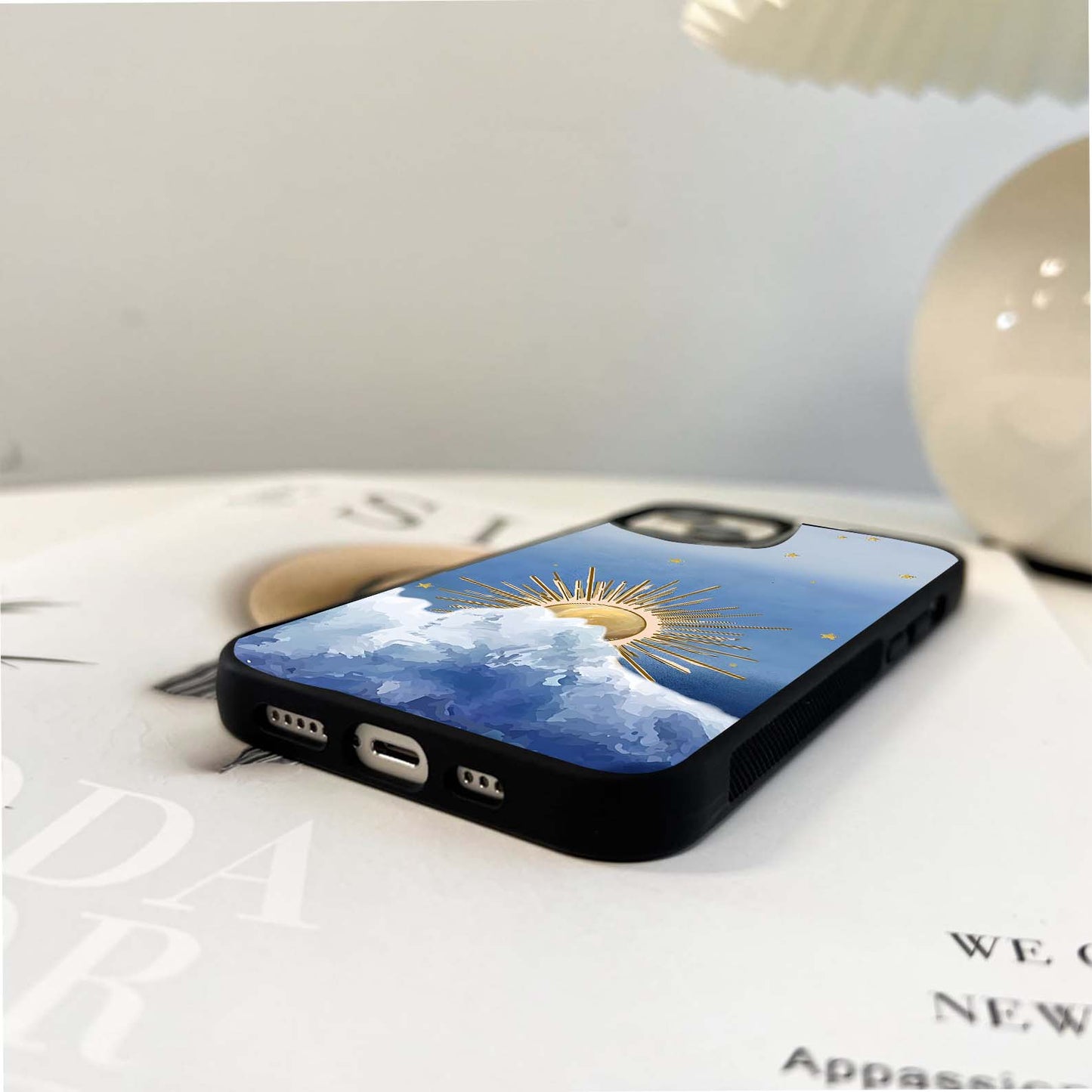 Golden Sun with Clouds Glass Case